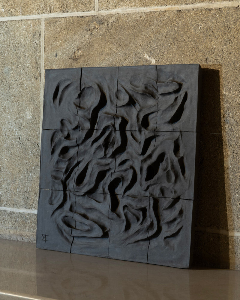 Coulée de Lave - Wall Sculpture — close-up of textured black surface