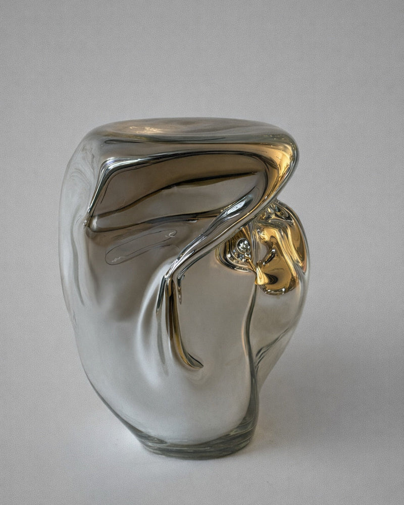 Wave Stool / Side Table XIV by HOMA | The Oblist — reflective glass finish