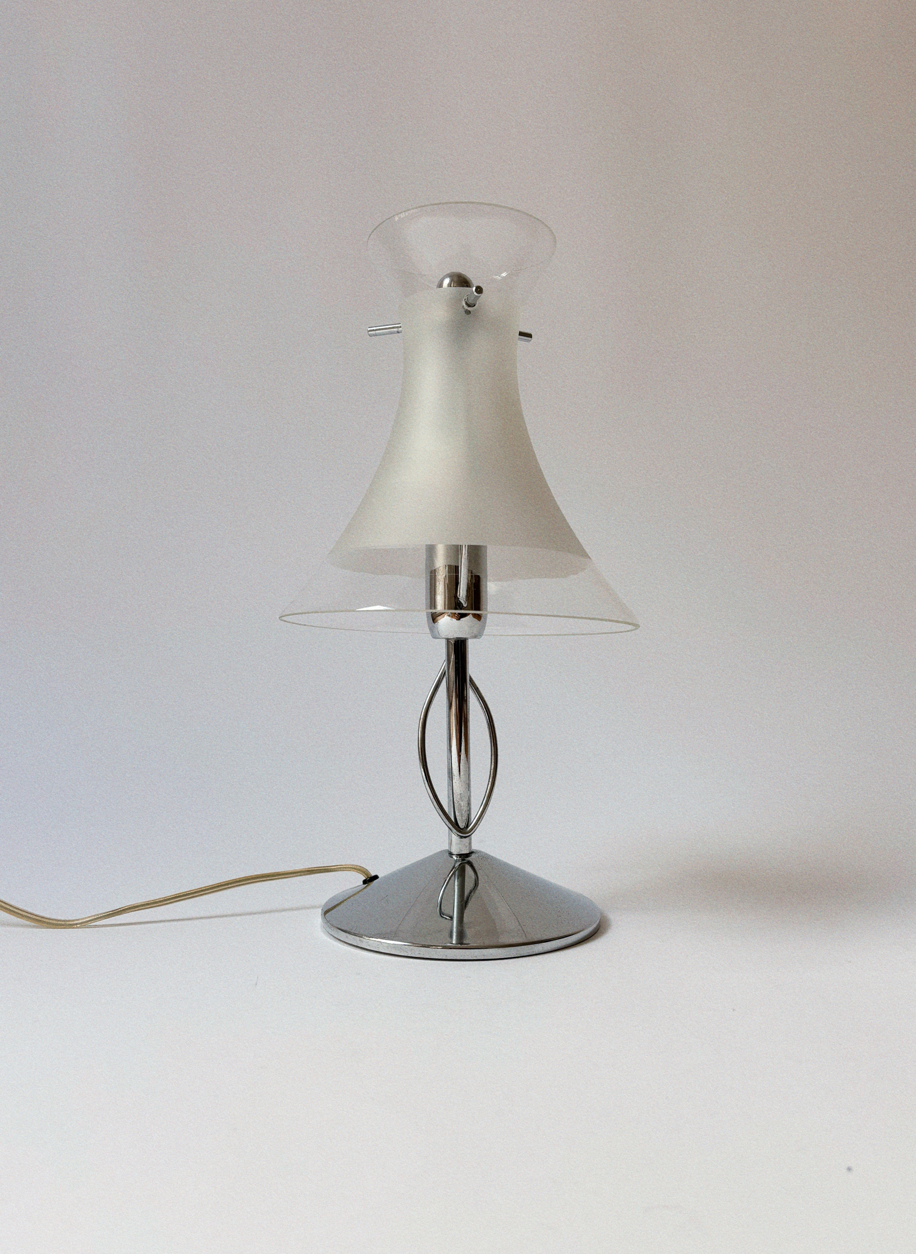 Chrome and Glass Lamp, Italy c. 1970’s — detail view
