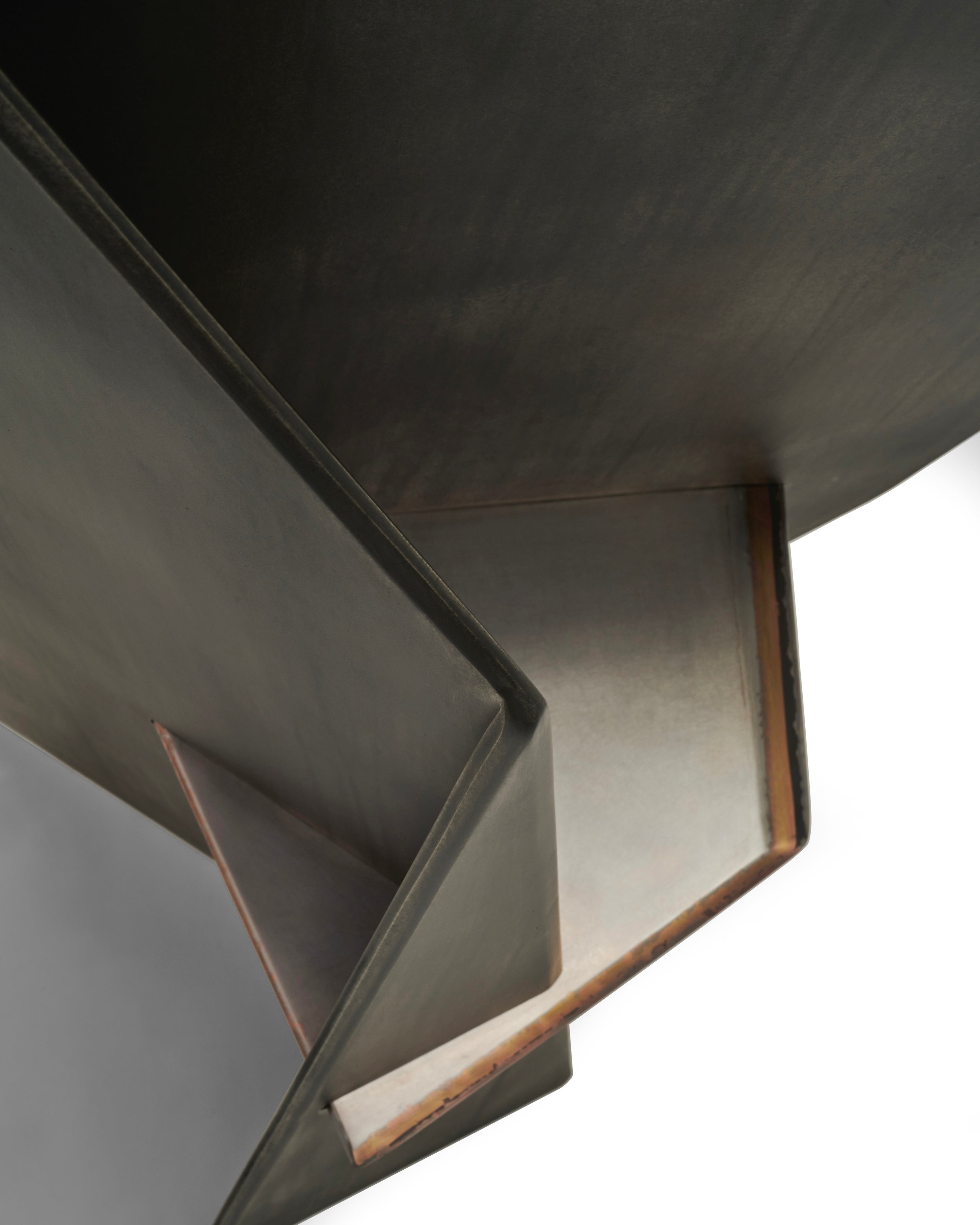 HARAKIRI Conceptual Chair in Metal and Steel — close-up of textured metal edge