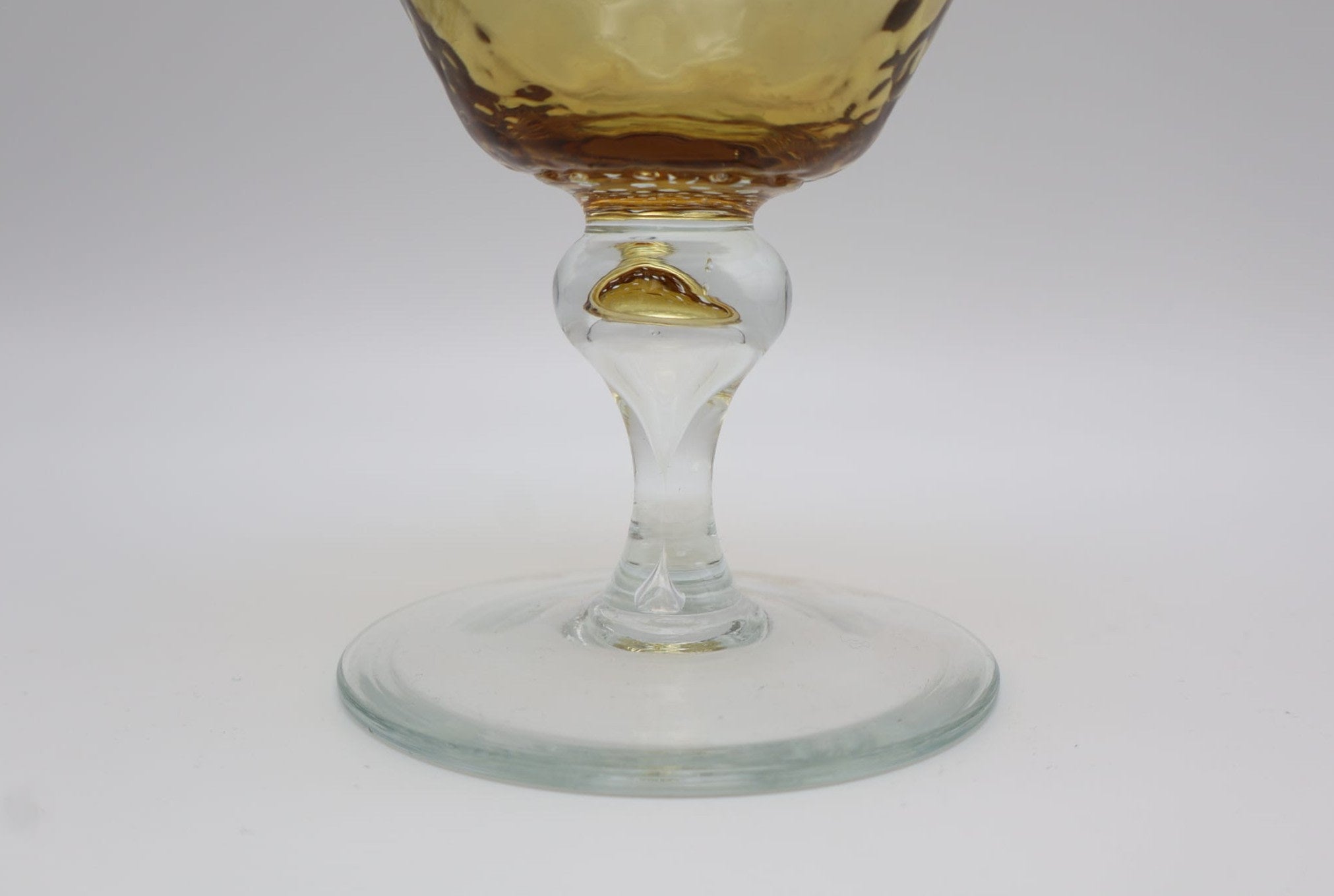 Mid-Century Modern Amber Glass Brandy Snifter Vase by Empoli, Italy – 1960s — close-up