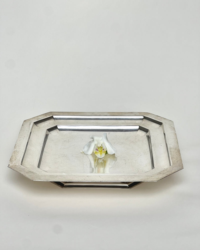 Tiered Vintage Silver Platter — detail view