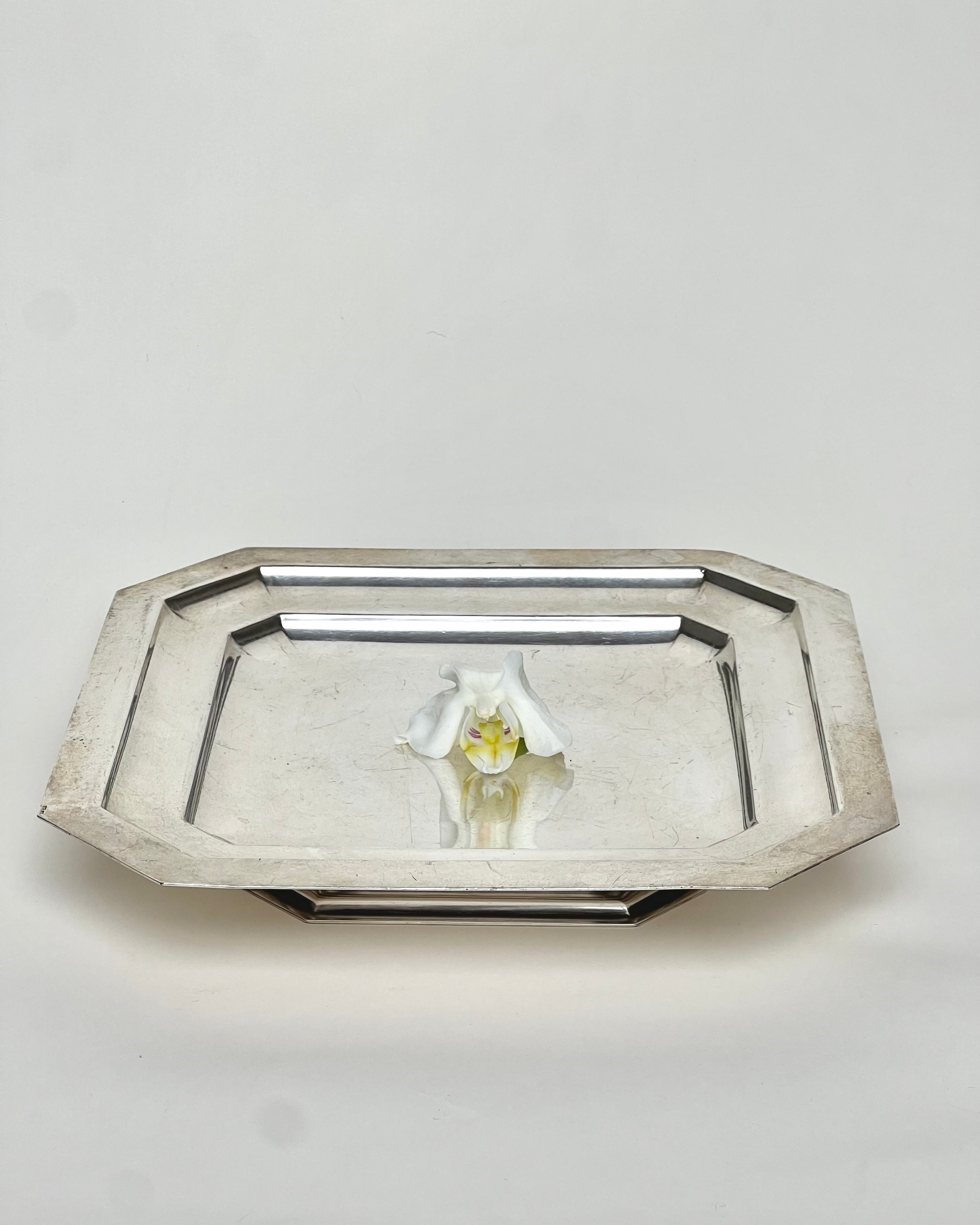 Tiered Vintage Silver Platter — detail view