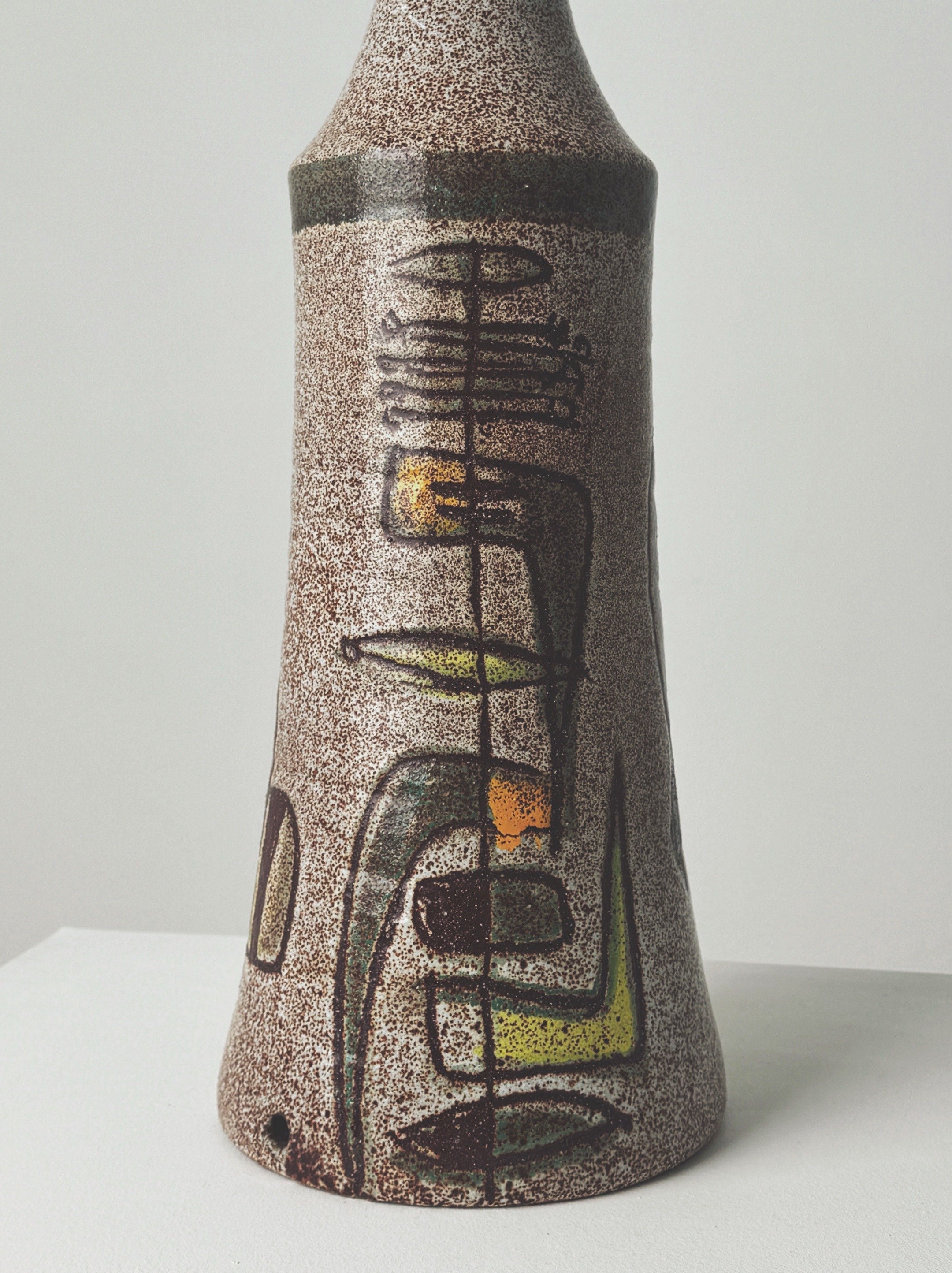 Large Accolay ceramic lamp base with abstract modernist motifs