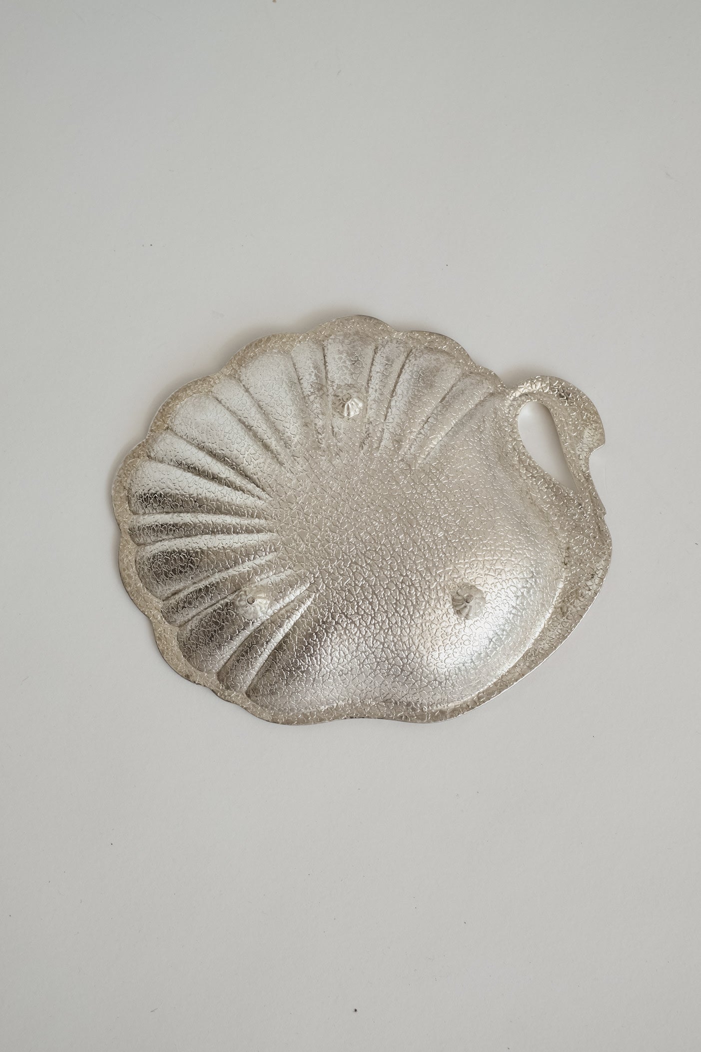 Vintage Silver-Plated Swan Shell Dish — side angle