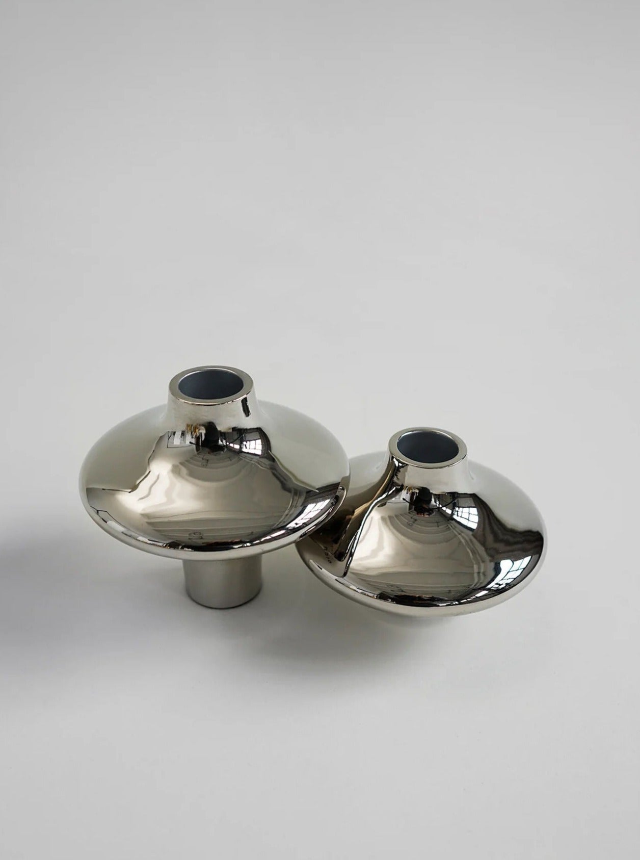 Doublet Candleholder - Large - Silver — back view showing polished silver finish