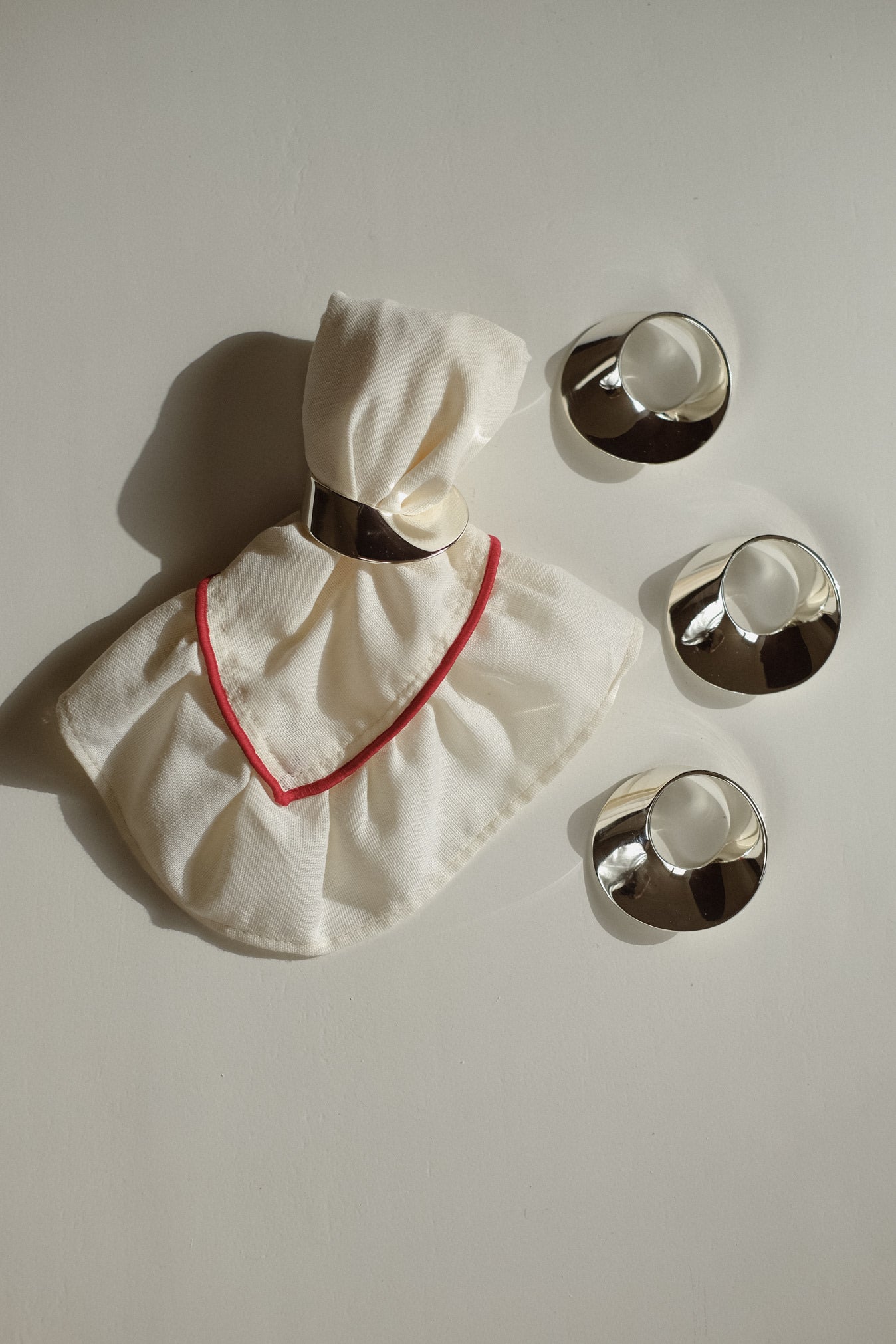 Set of 4 Silver-Plated Napkin Rings — detail view