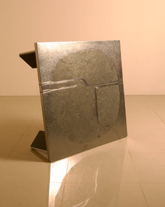 Sculptural Coffee Table in Wood and Steel by Heinz Lilienthal, 1960s — angled view highlighting steel surface and shape