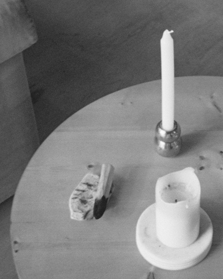 ANJOU Candleholder — top view on wooden table with candles