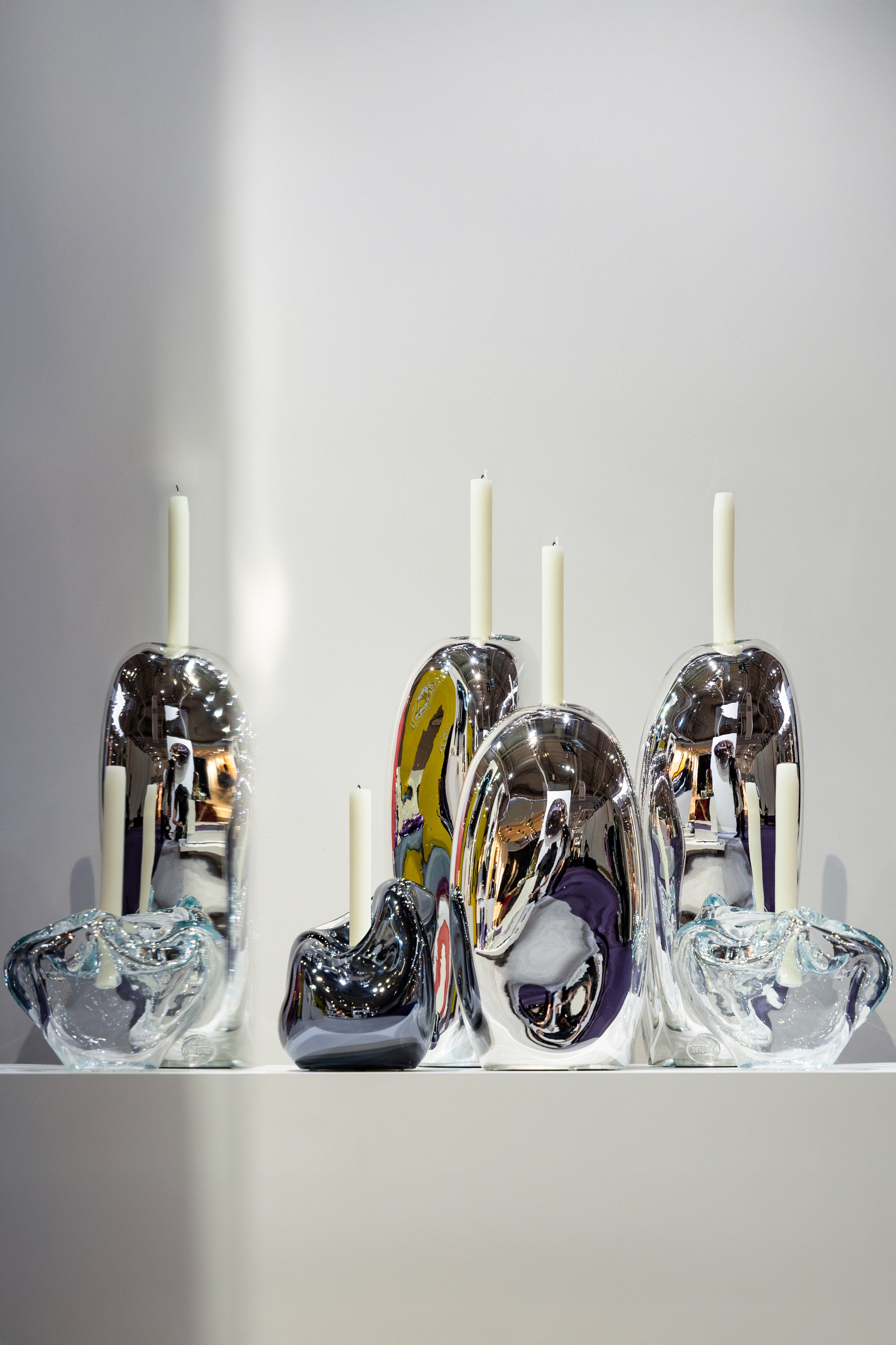 Lumos Candle Holders — side angle of reflective glass design