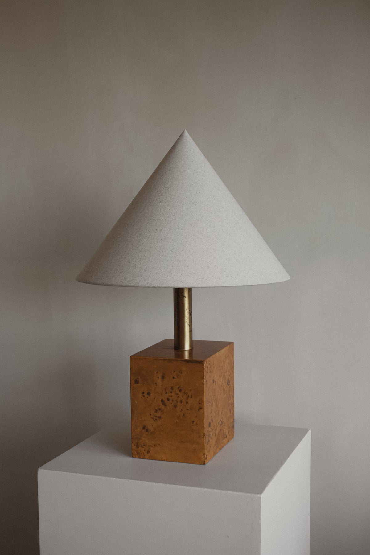 Modern Burl Wood Table Lamp — lifestyle setting