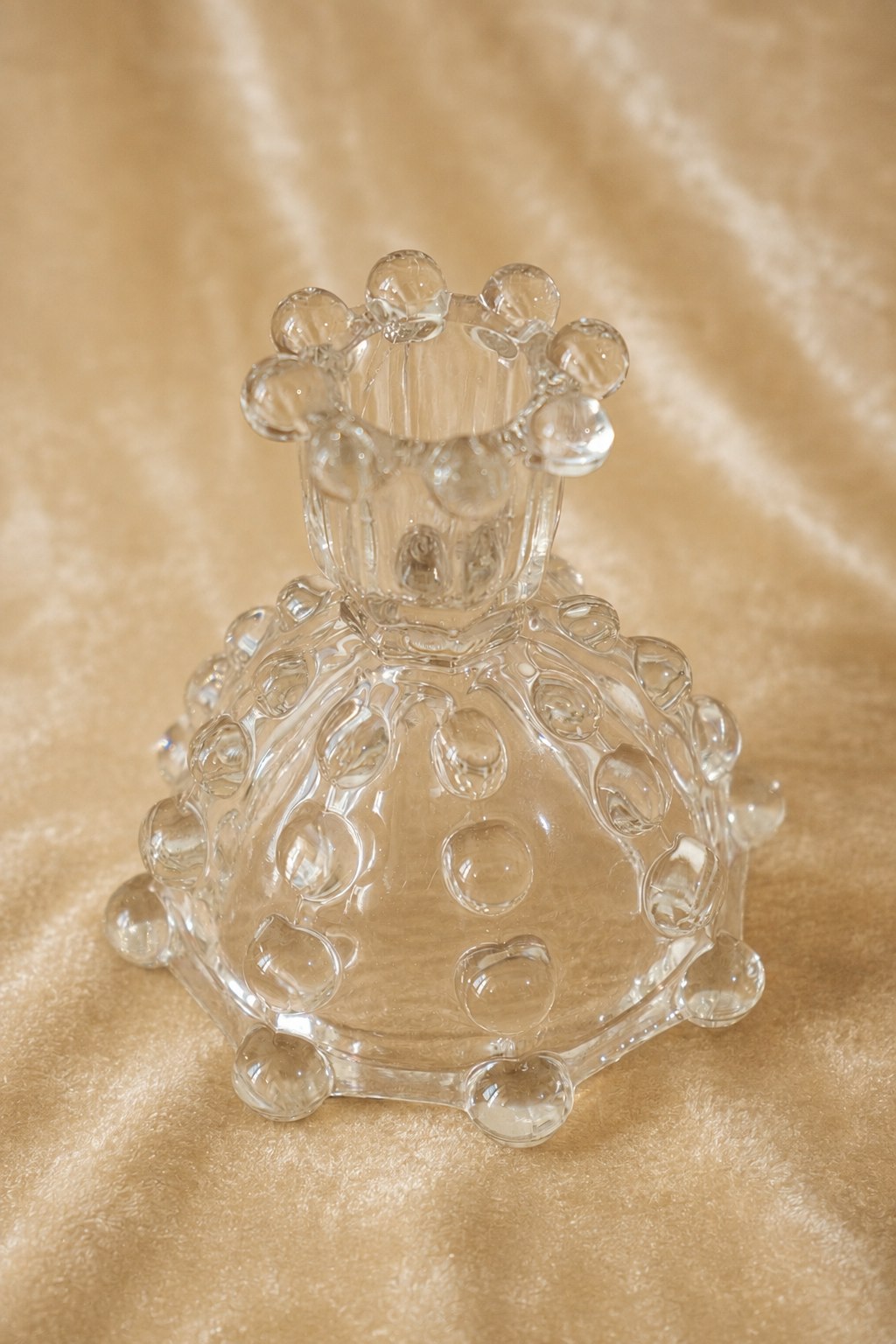 Set of 2 Candle Holders in Glass — side angle