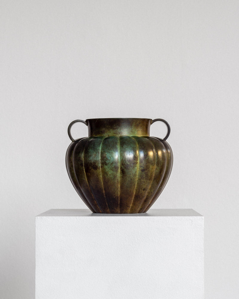 Swedish Art Deco Bronze Vase by GAB, 1930s by Spigel | The Oblist — bronze with green patina