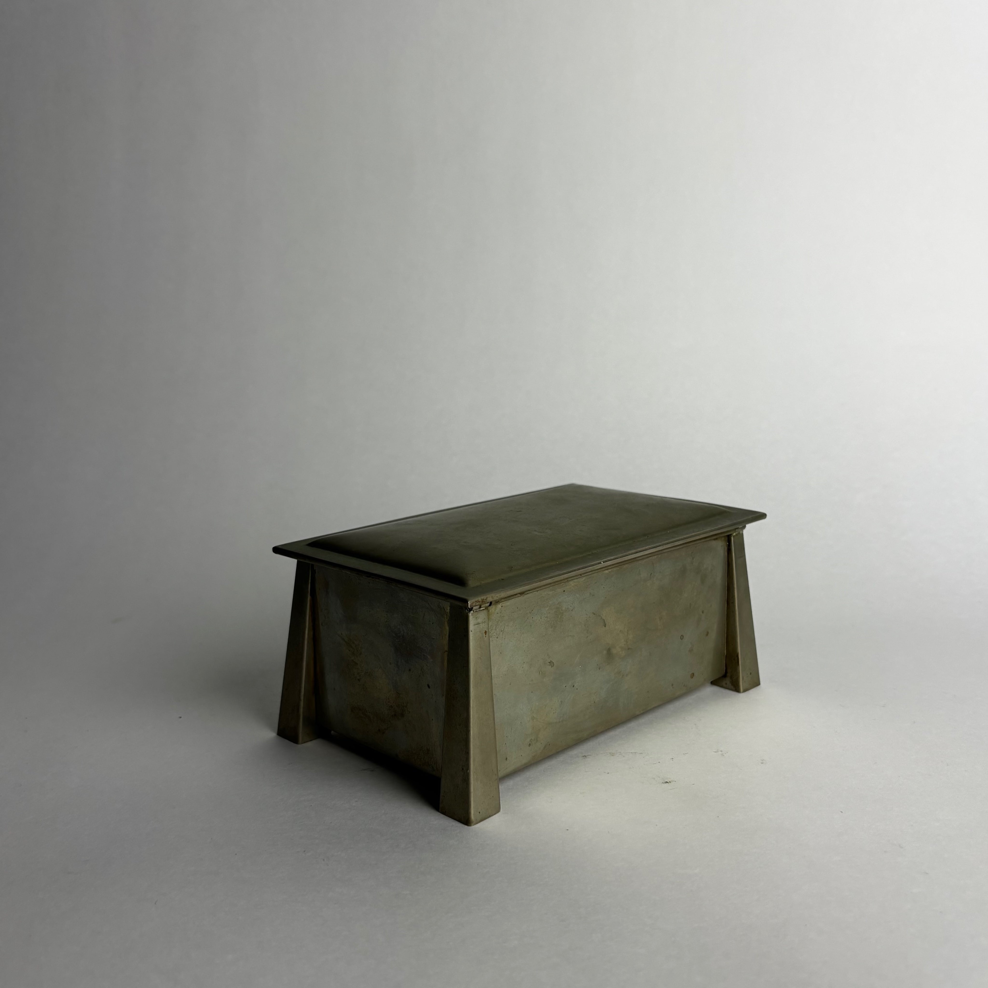 Vintage Boxes in Nickel - Lidded Cigarette Collection — alternate view