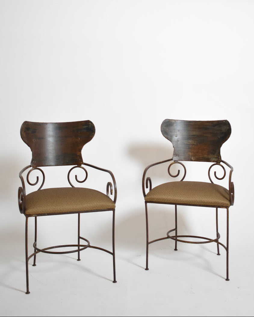 Pair of Antique Style Wrought Iron Armchairs, XIXth c. by Barracuda Interiors | The Oblist