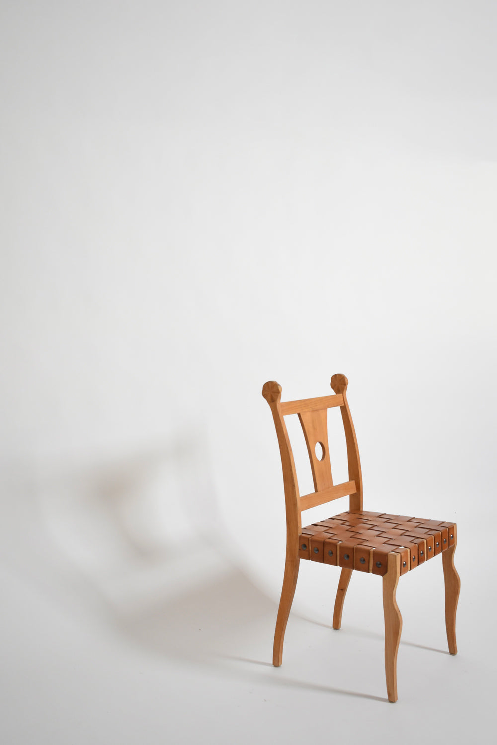 Pair of etruscan oak and leather chairs, 1970s — lifestyle setting