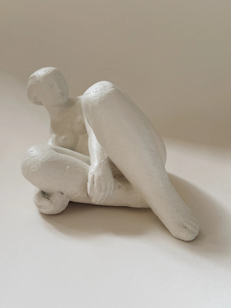 Reclining Female Figure Sculpture by Jan Keustermans | The Oblist — white ceramic, contemporary design