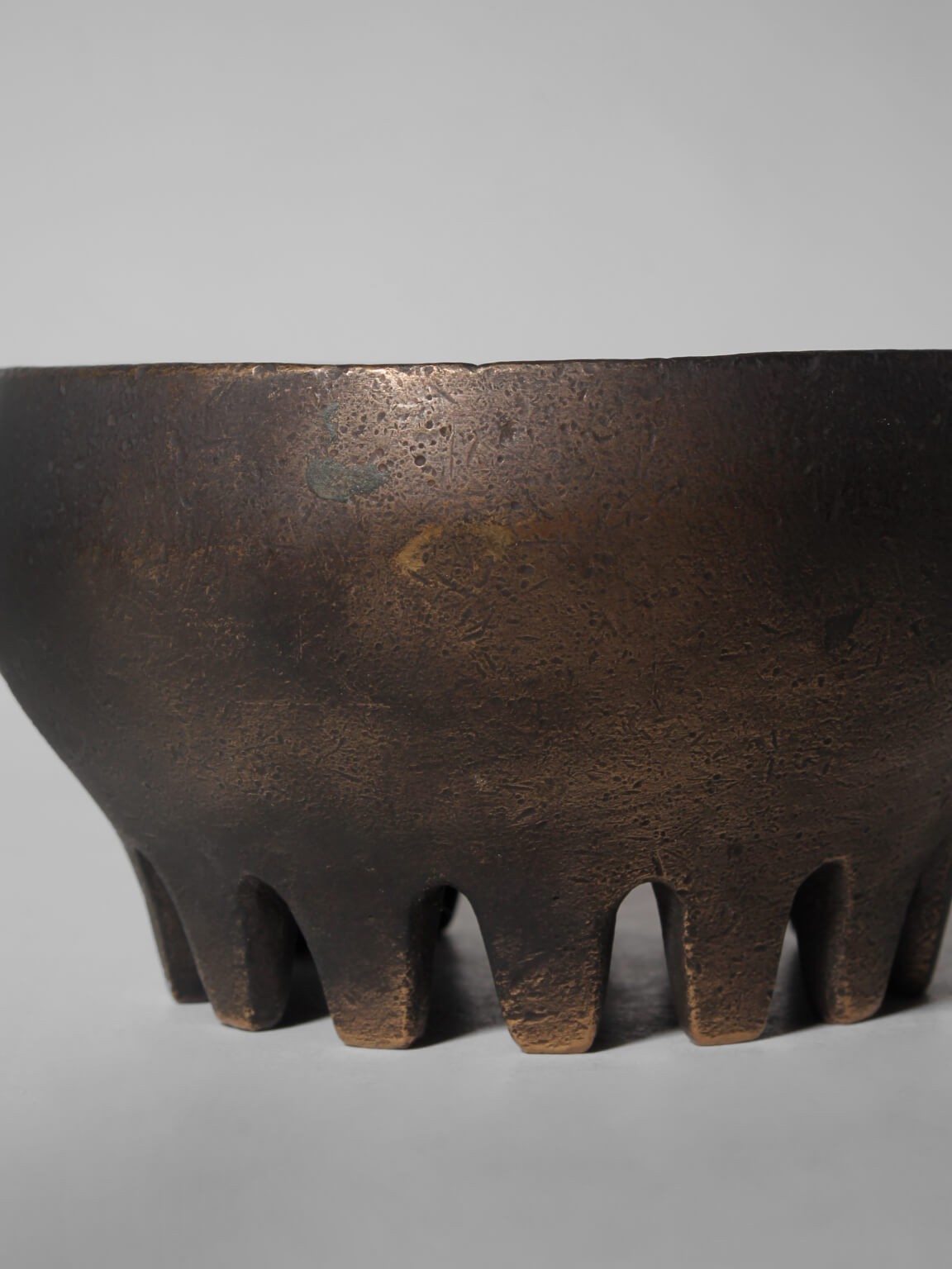 Brutalist Cast Bronze Candle Holder, 1970s, Germany — close-up