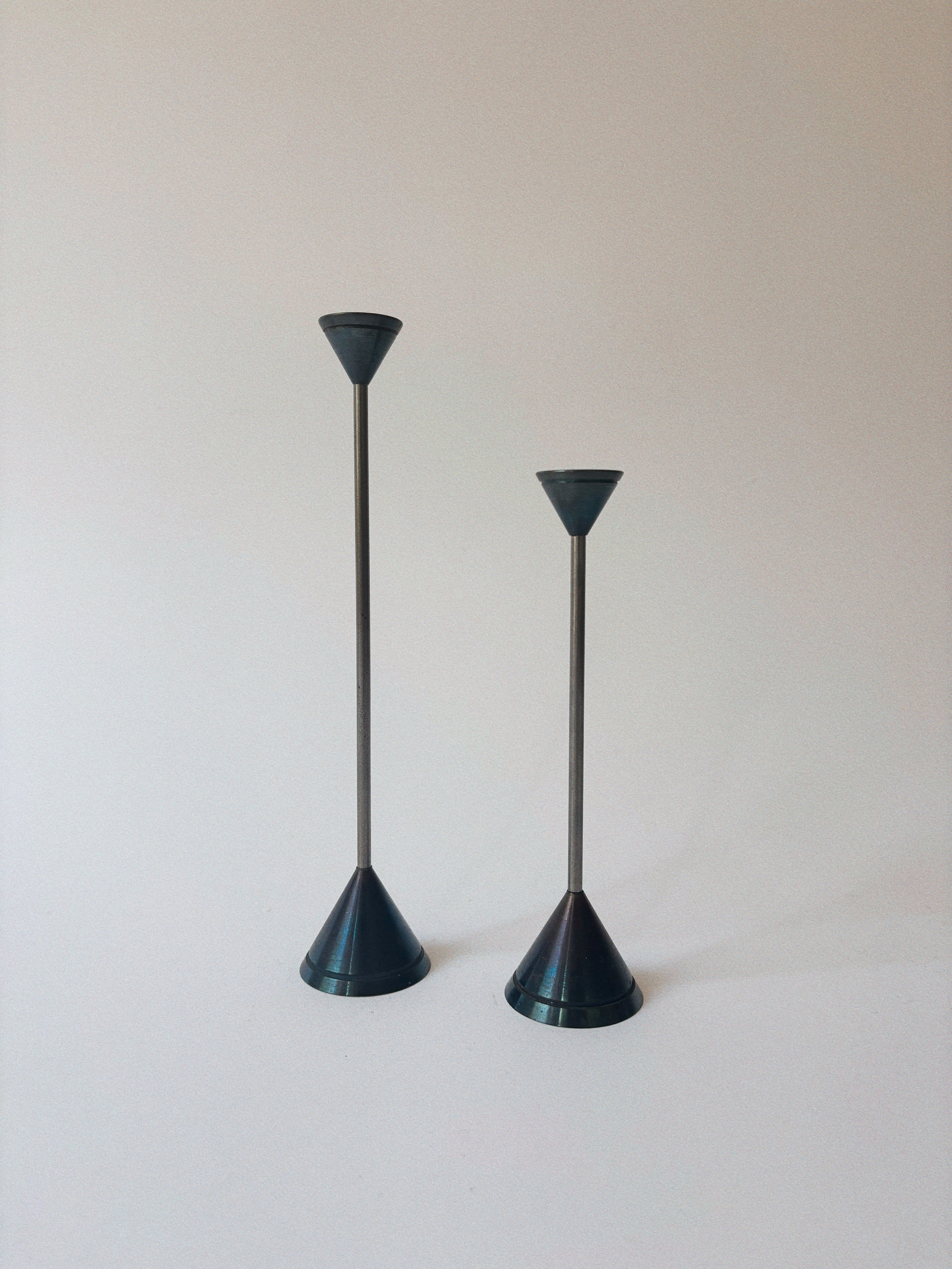 Postmodern Metal Candleholders — detail view
