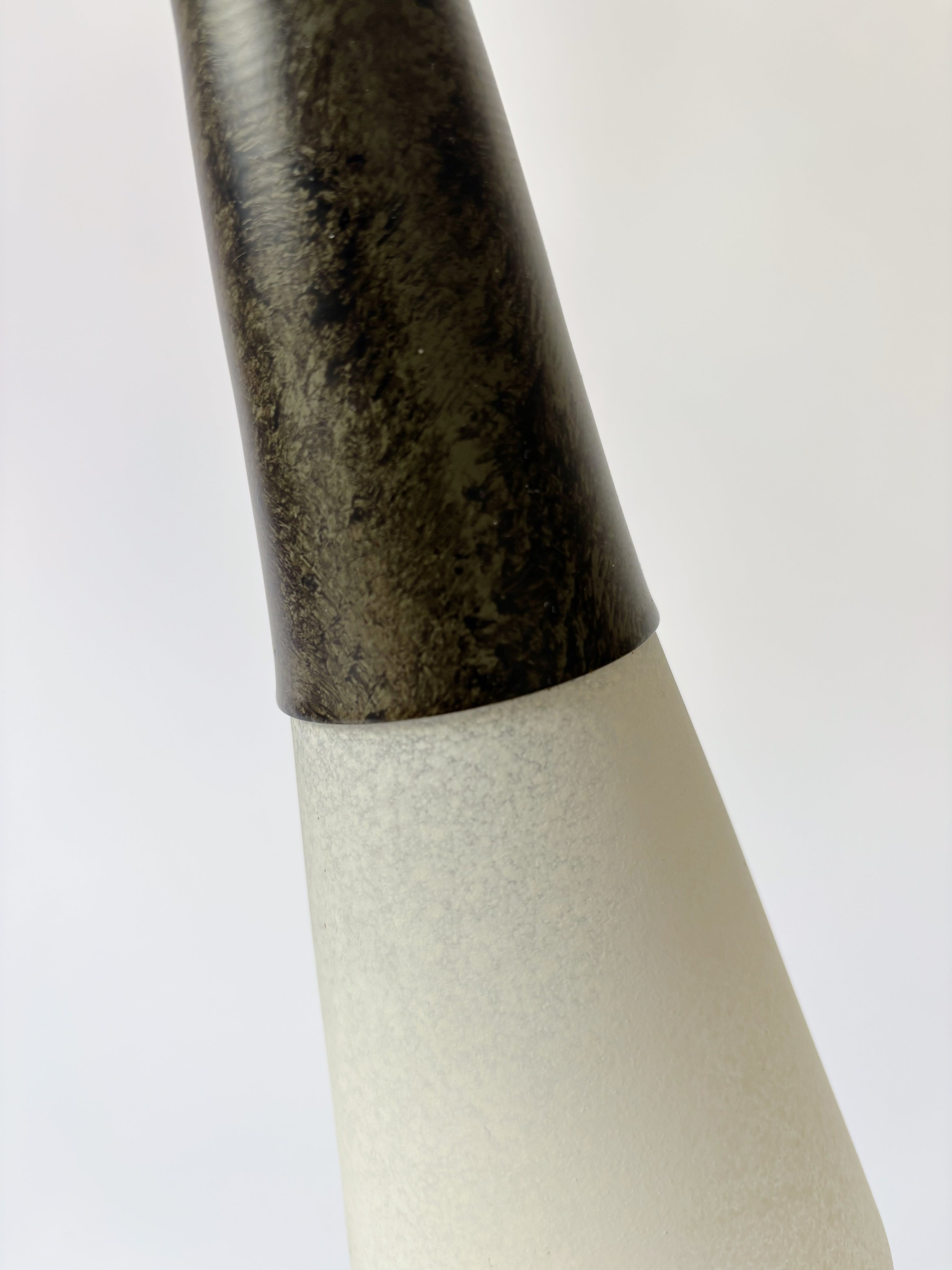 Metal Lamp with Glass Shade, Italy c. 1990's — close-up of textured metal and glass detail