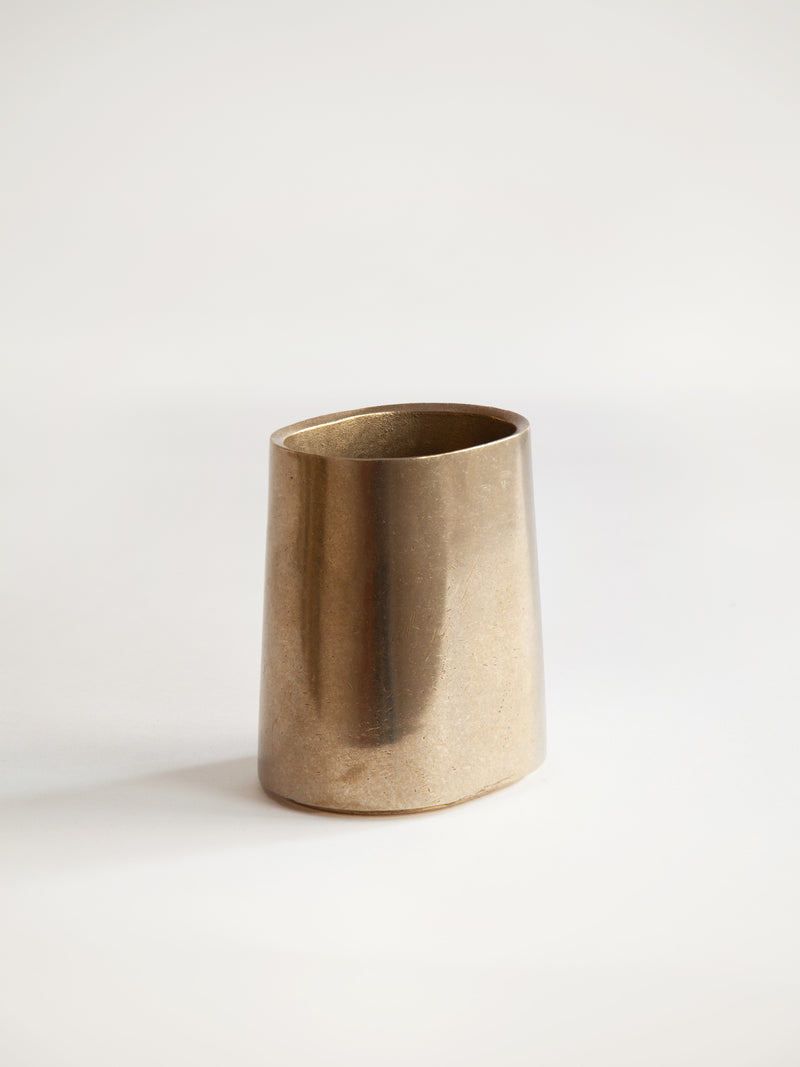 Taper Pen Stand — close-up of brushed brass finish