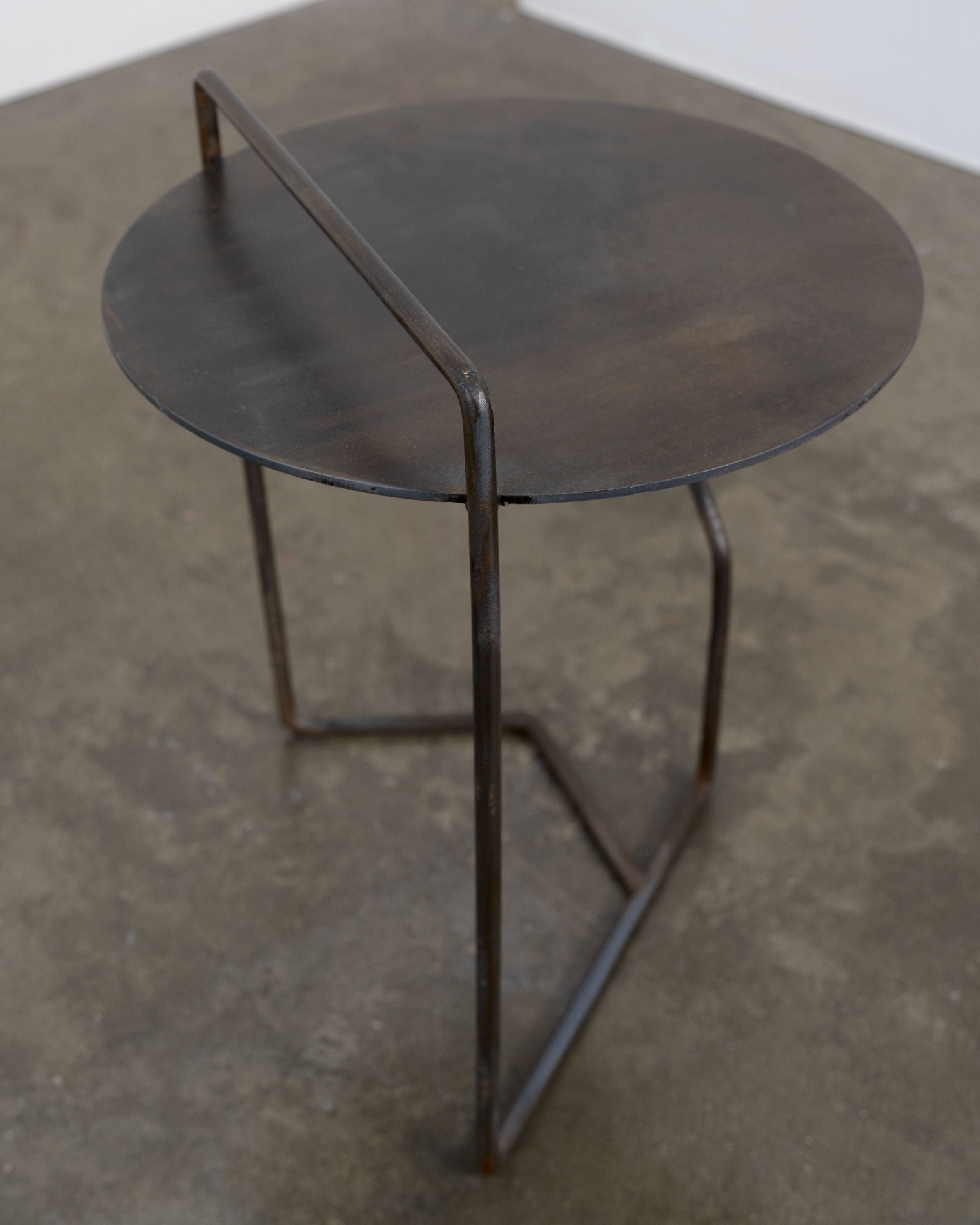 Sculptural Patinated Steel Side Table