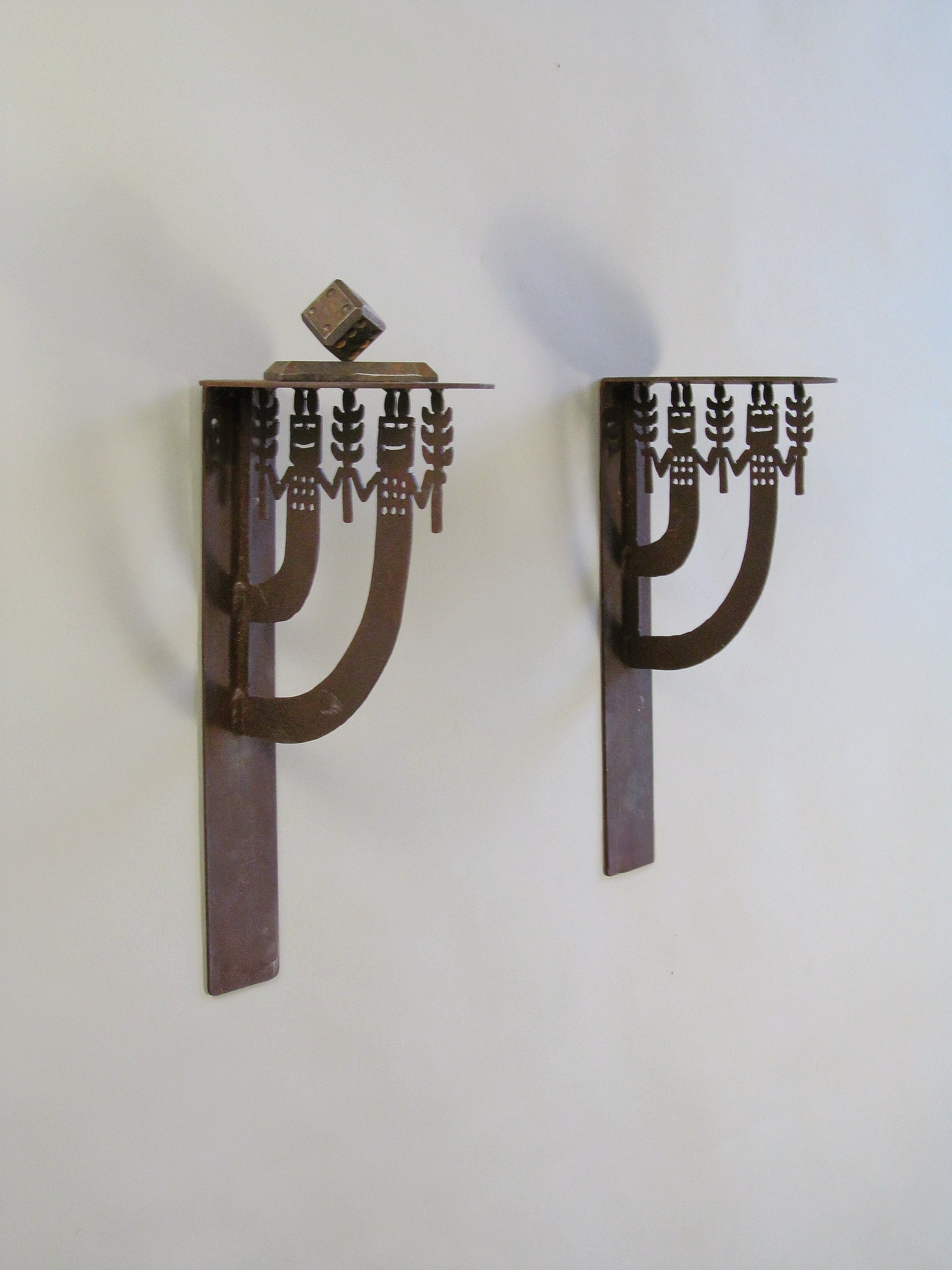 Rosemary Pozzi Franzetti Wall Mounted Shelves by Myakin | The Oblist — brown metal design