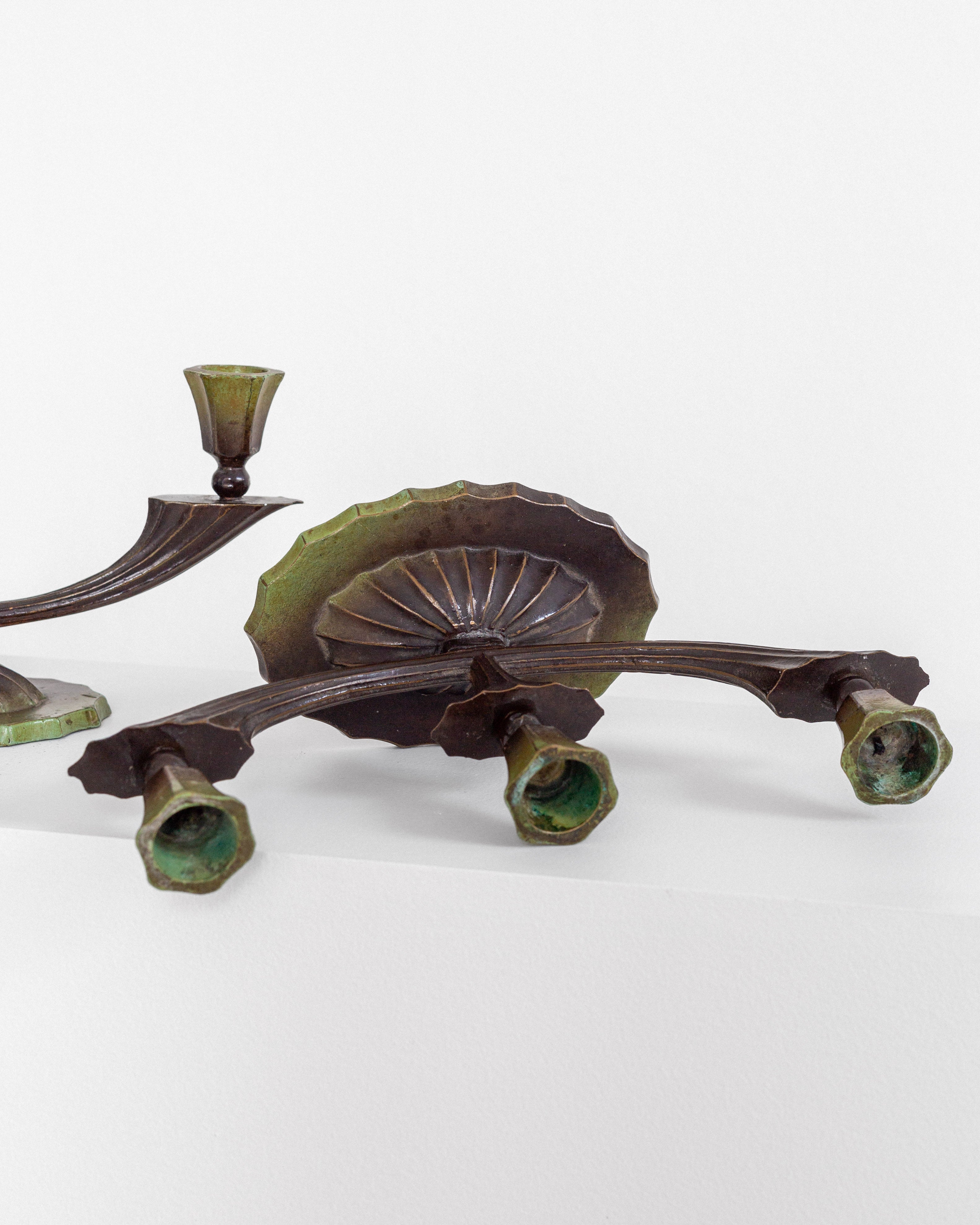 Pair of Art Deco Bronze Candlesticks, 1930s Sweden