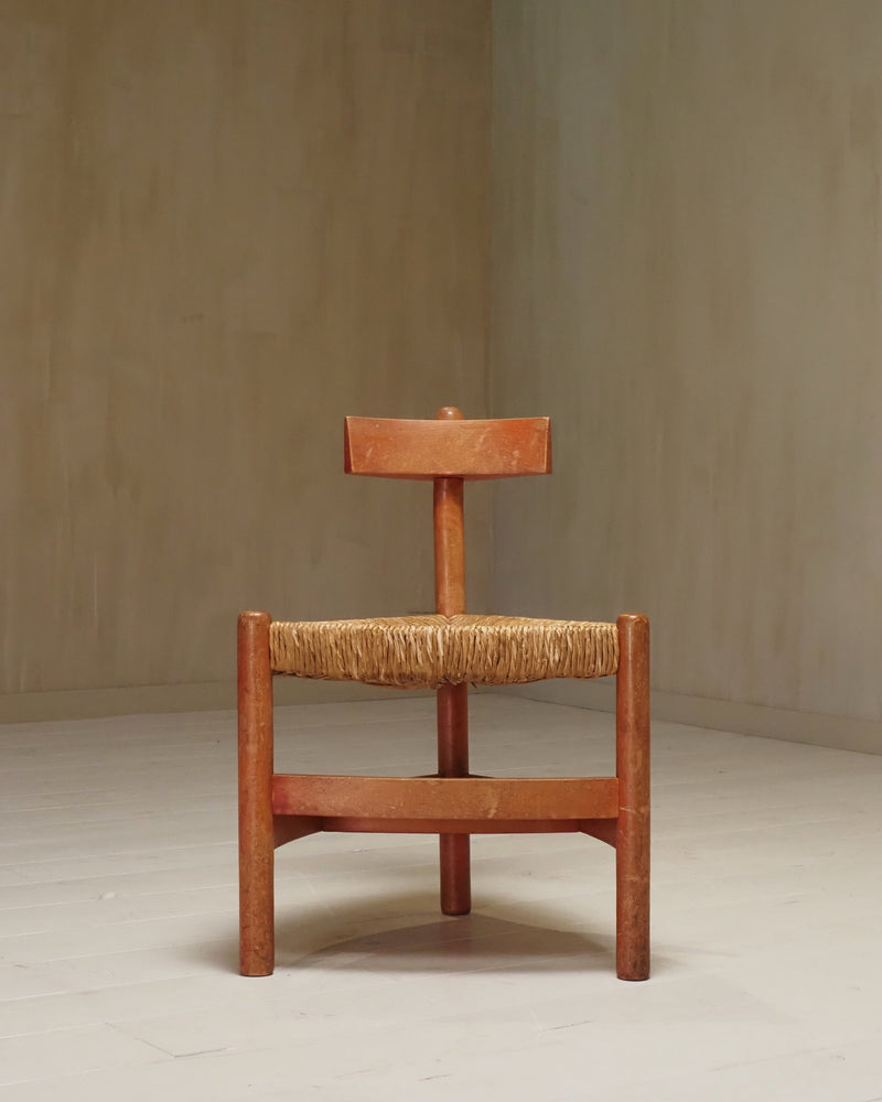 Architectural Dutch 1960's wooden accent chair — detail view