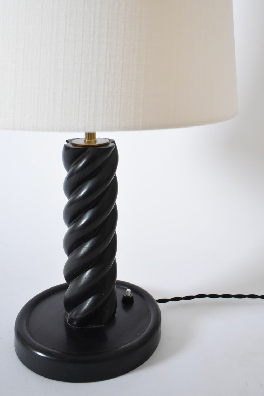 Turned Ebonised Column Table Lamp, 1960s — side angle