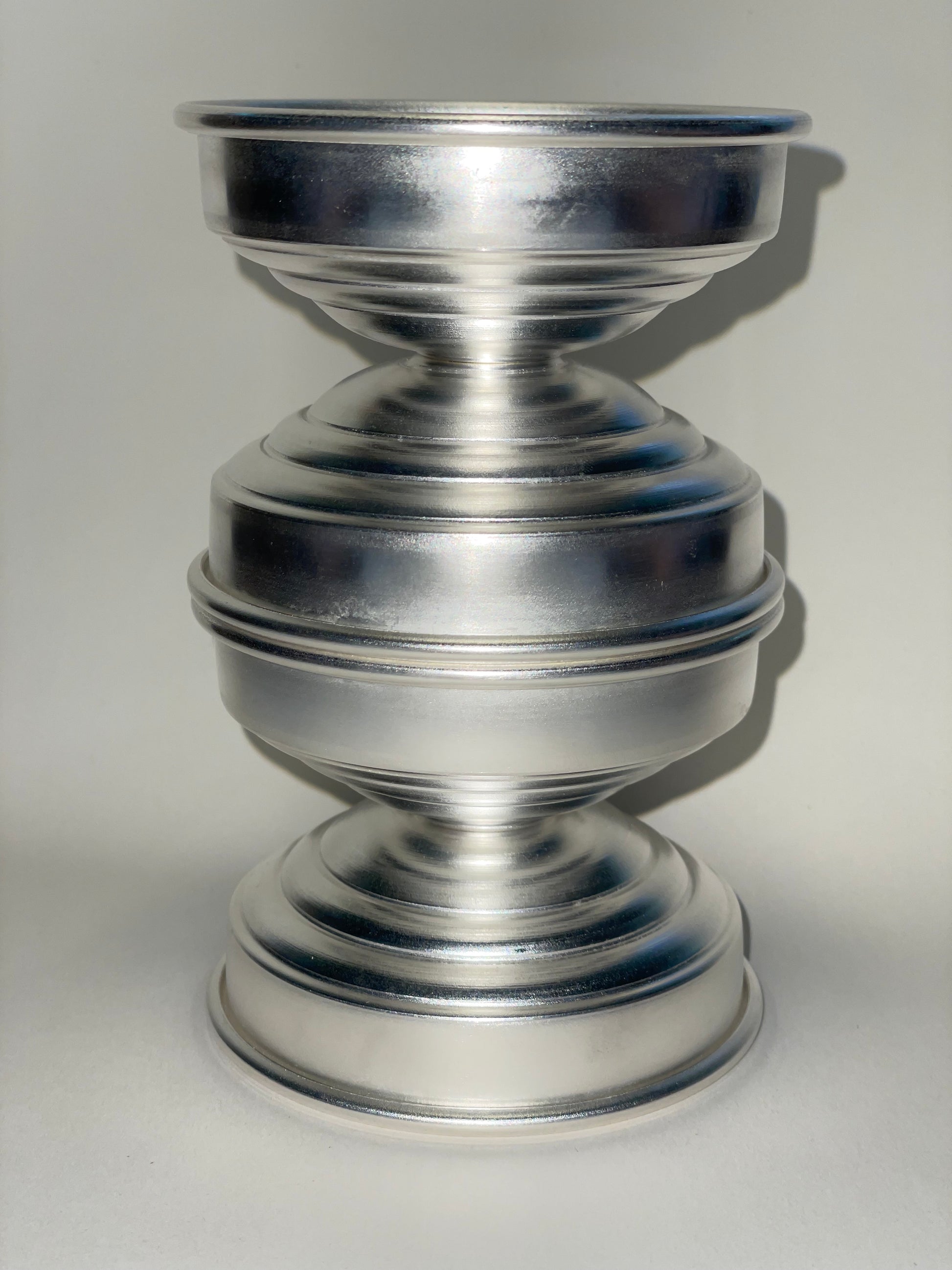Silver Plated Candle Holders in Brass — side angle showing polished silver finish