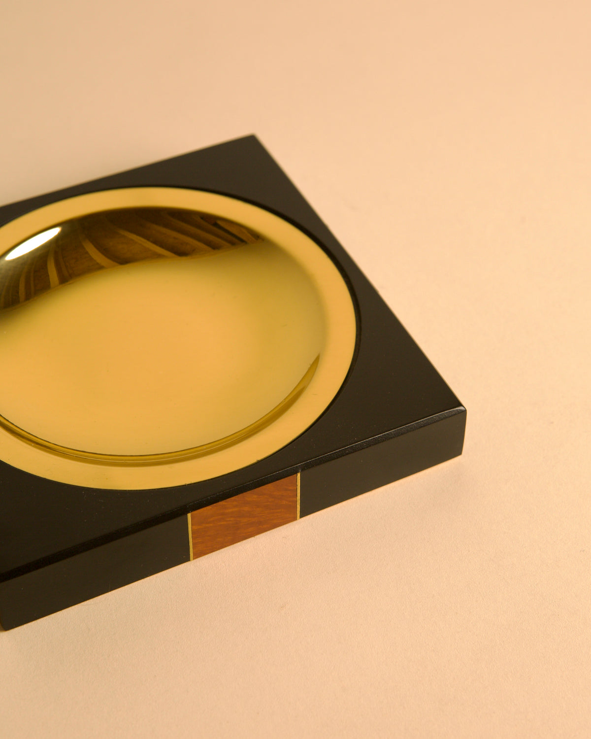 Italian wood and metal catchall tray, 1970s — alternate view