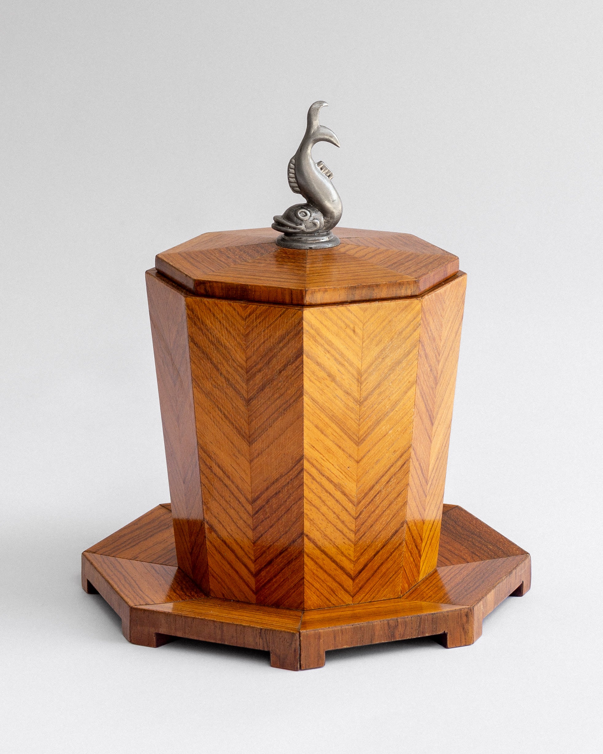 Art Deco Tobacco Jar with Pewter  Finial, Sweden, 1930s — detail view