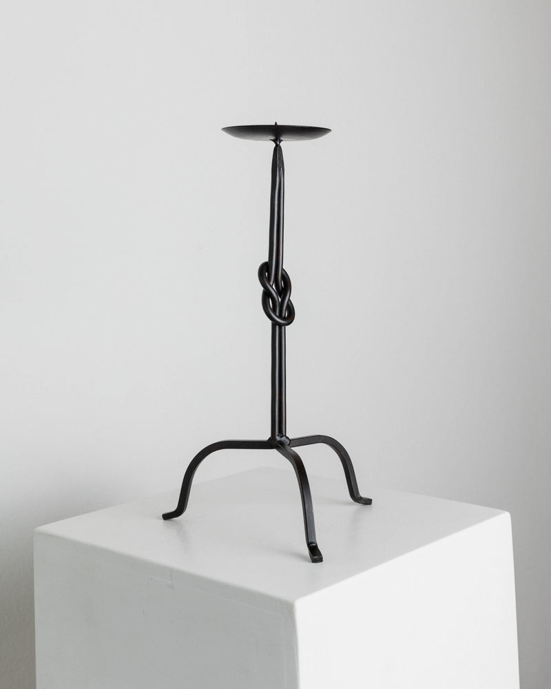 Candleholder Hand-forged Iron - Italy 1970s by Bottega Jacobs | The Oblist — handcrafted black iron design