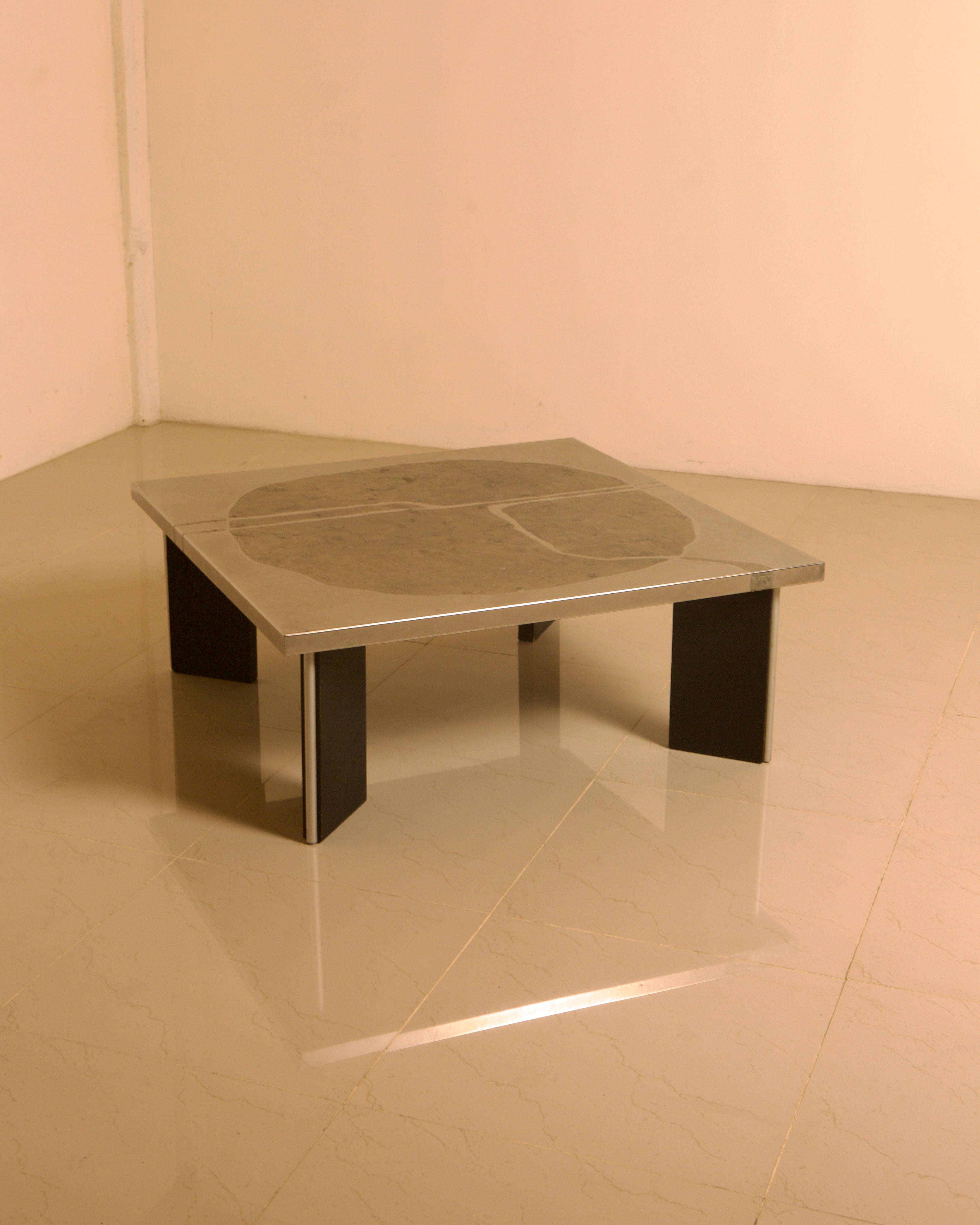 Sculptural coffee table in wood and steel by Heinz Lilienthal, 1960s by Treaptyque | The Oblist
