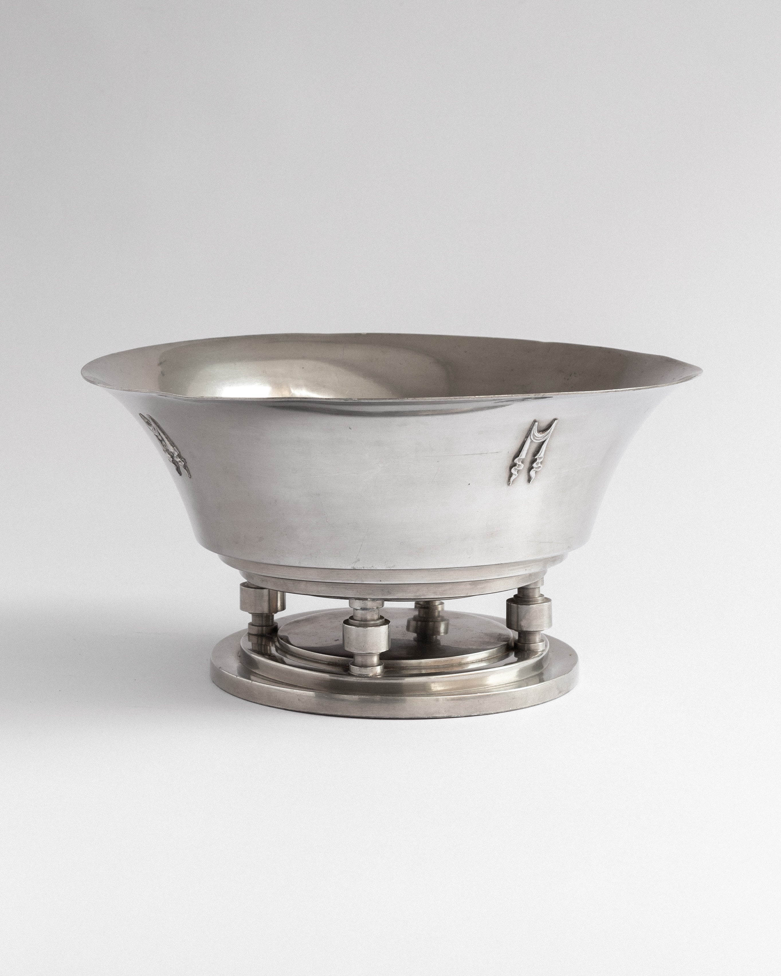 Pewter Centerpiece Bowl on Foot, Art Deco, Sweden, 1930s — lifestyle setting