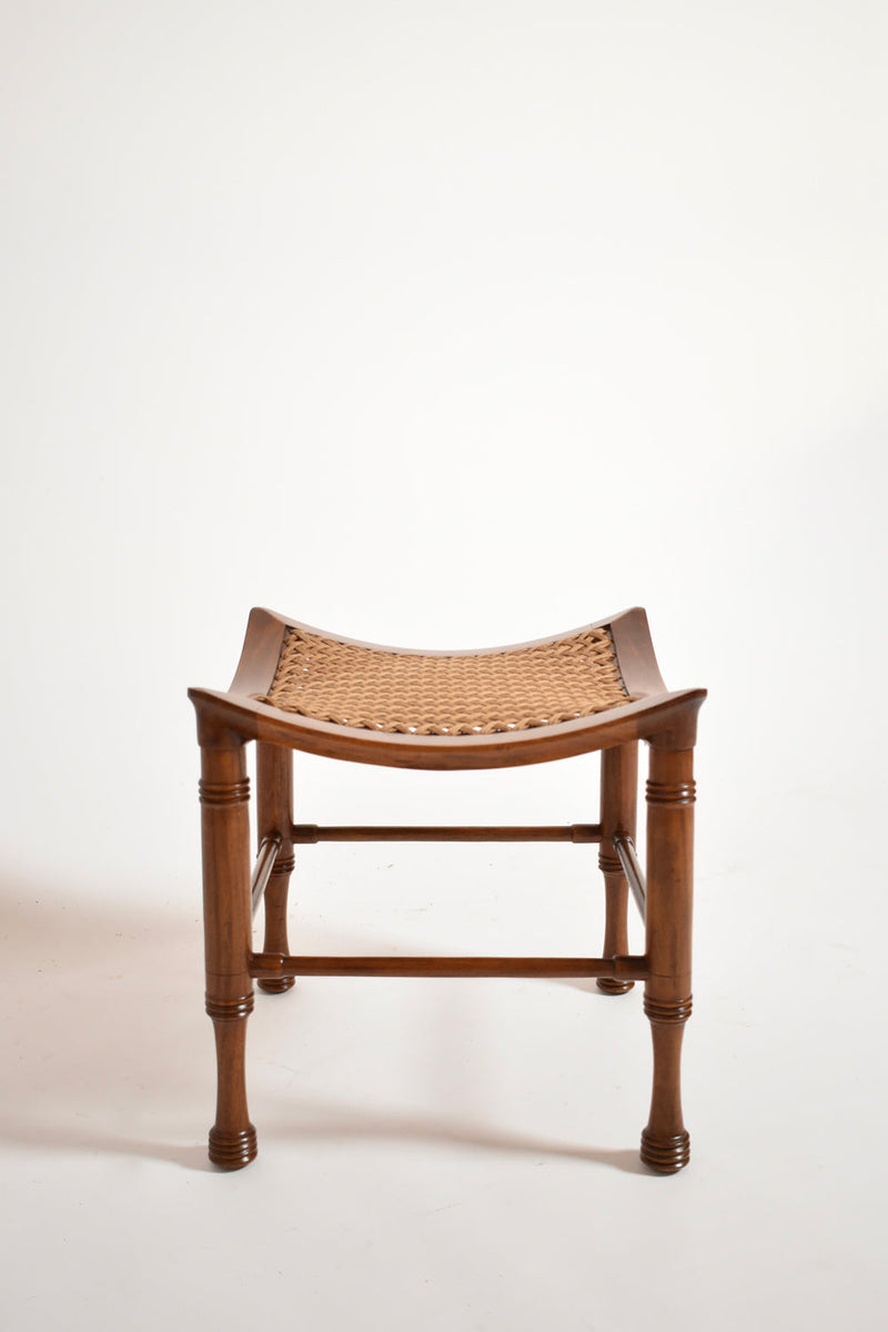 Thebes Arts & Crafts Wooden Stool, 1900s by Barracuda Interiors | The Oblist — handcrafted wood with woven seat