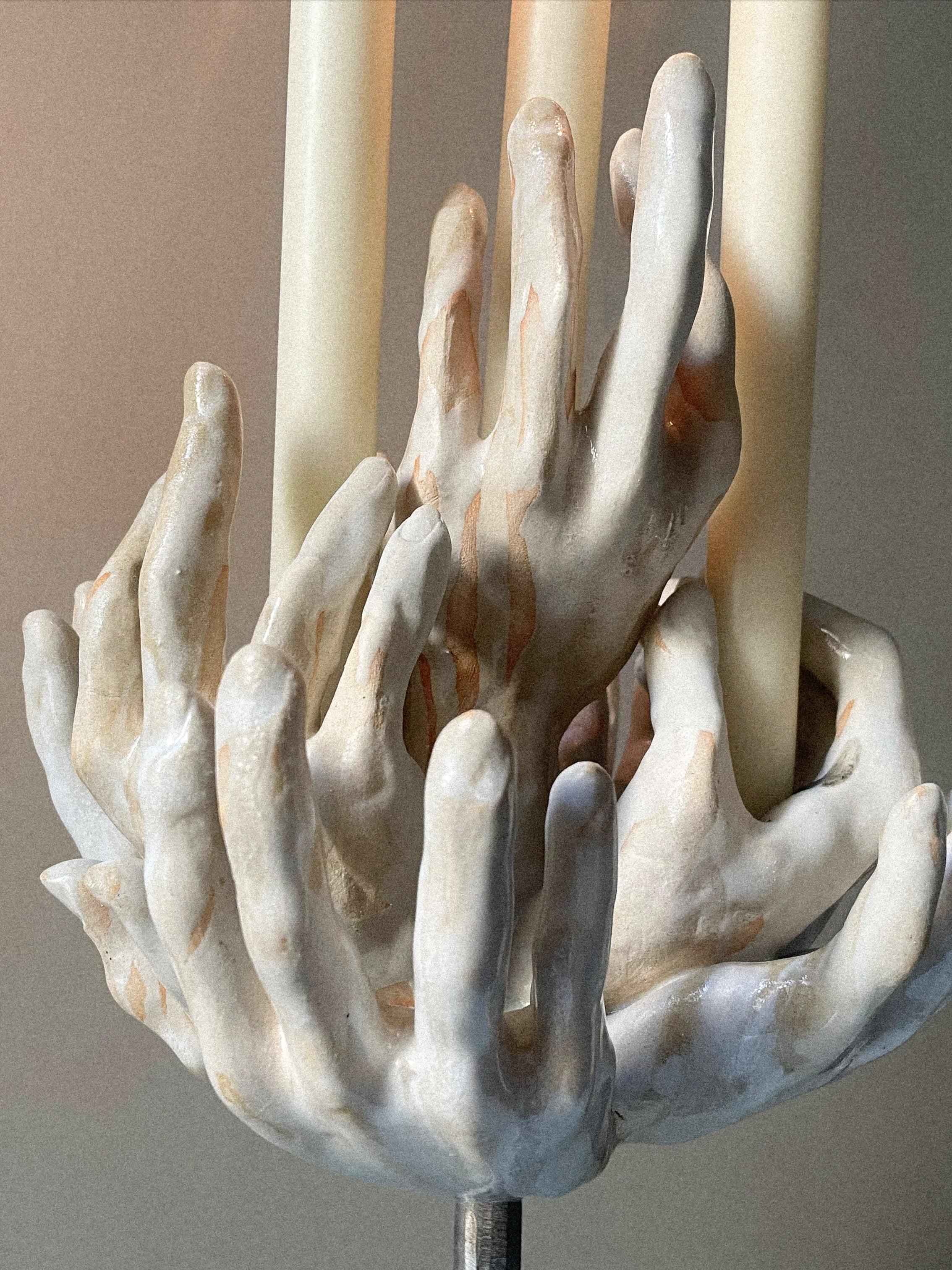 Eight-hands standing candle holder in ceramic n°66 — alternate view