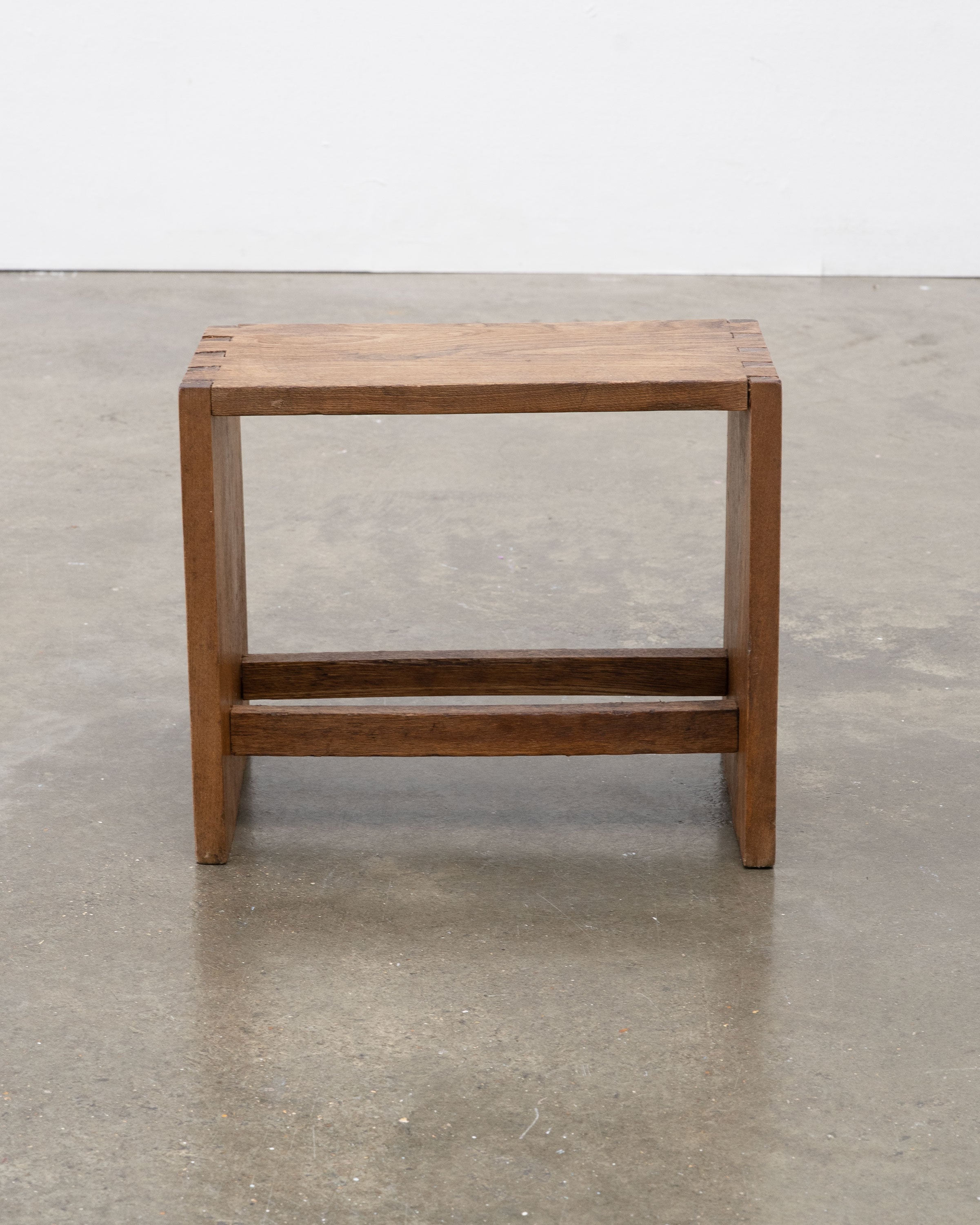 Small Modernist Oak Side Table / Stool, c.1930 — side angle