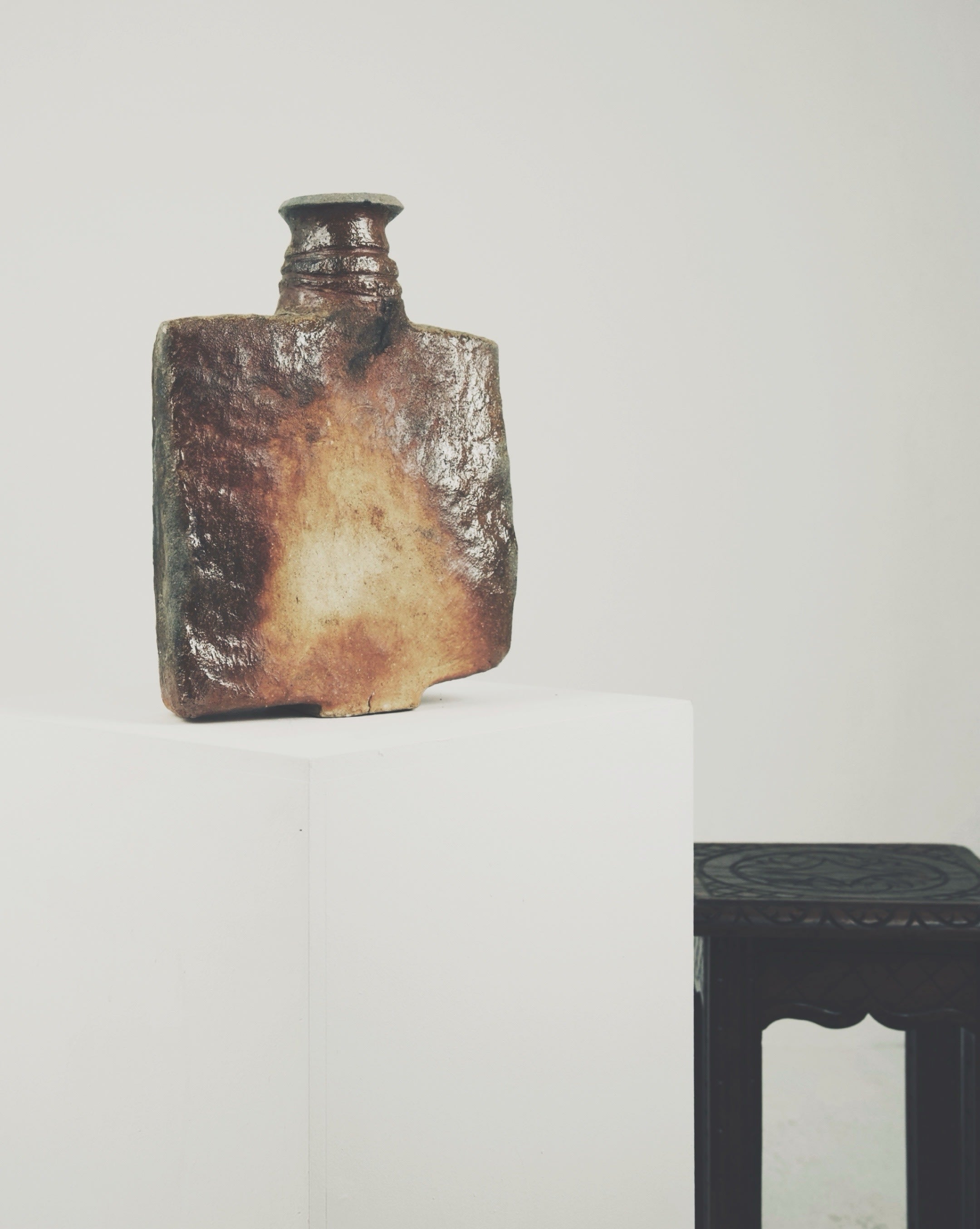 Large ceramic bottle vase by Gérard Brossard with textured glaze