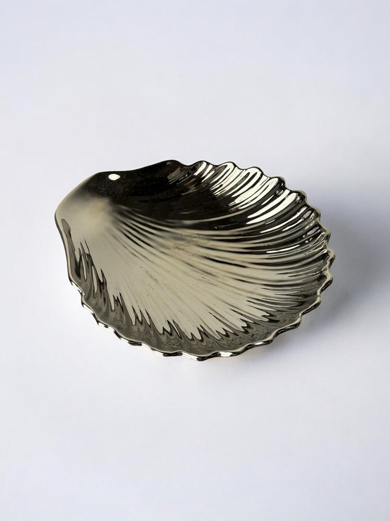 Shell Vide-Poches in Ceramic, Italy, 1980s by Malamar Studio | The Oblist — metallic finish, vintage design