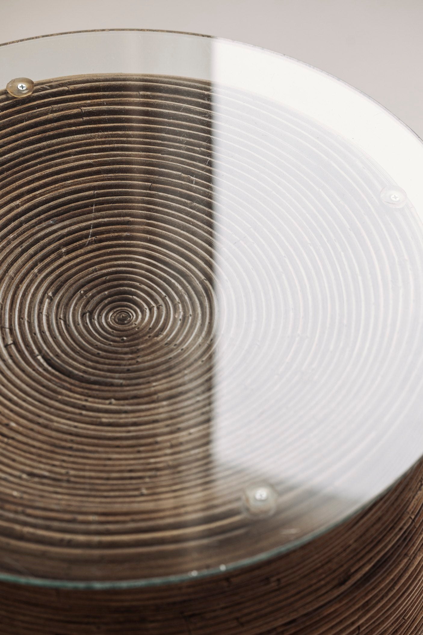 Reed side table with glass top, Italy 1960s — in context