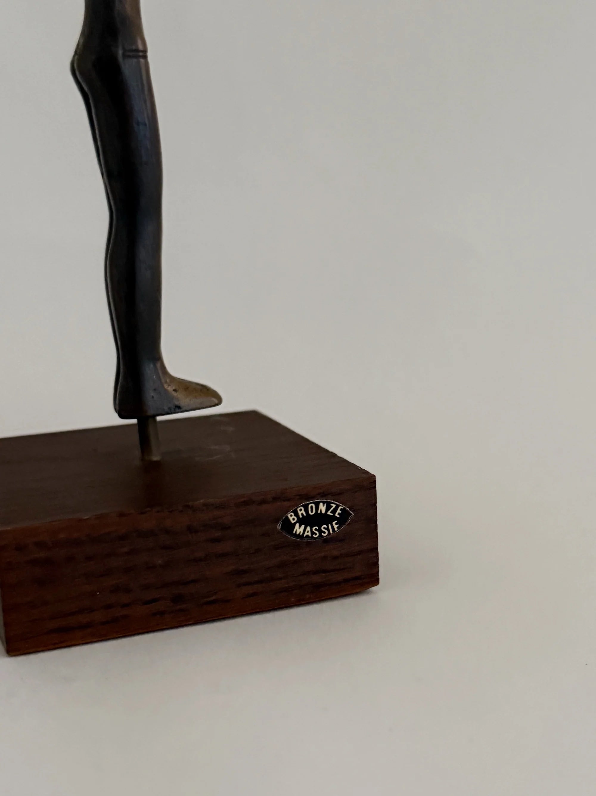 Bronze Sculpture of Isis Holding a Mirror — back view on wooden base