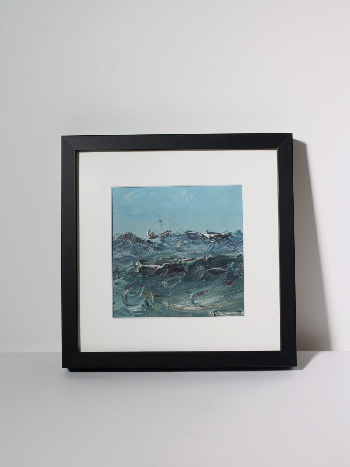 Oil Painting "The Sea", 1960s, Latvia — close-up of ocean waves in blue tones