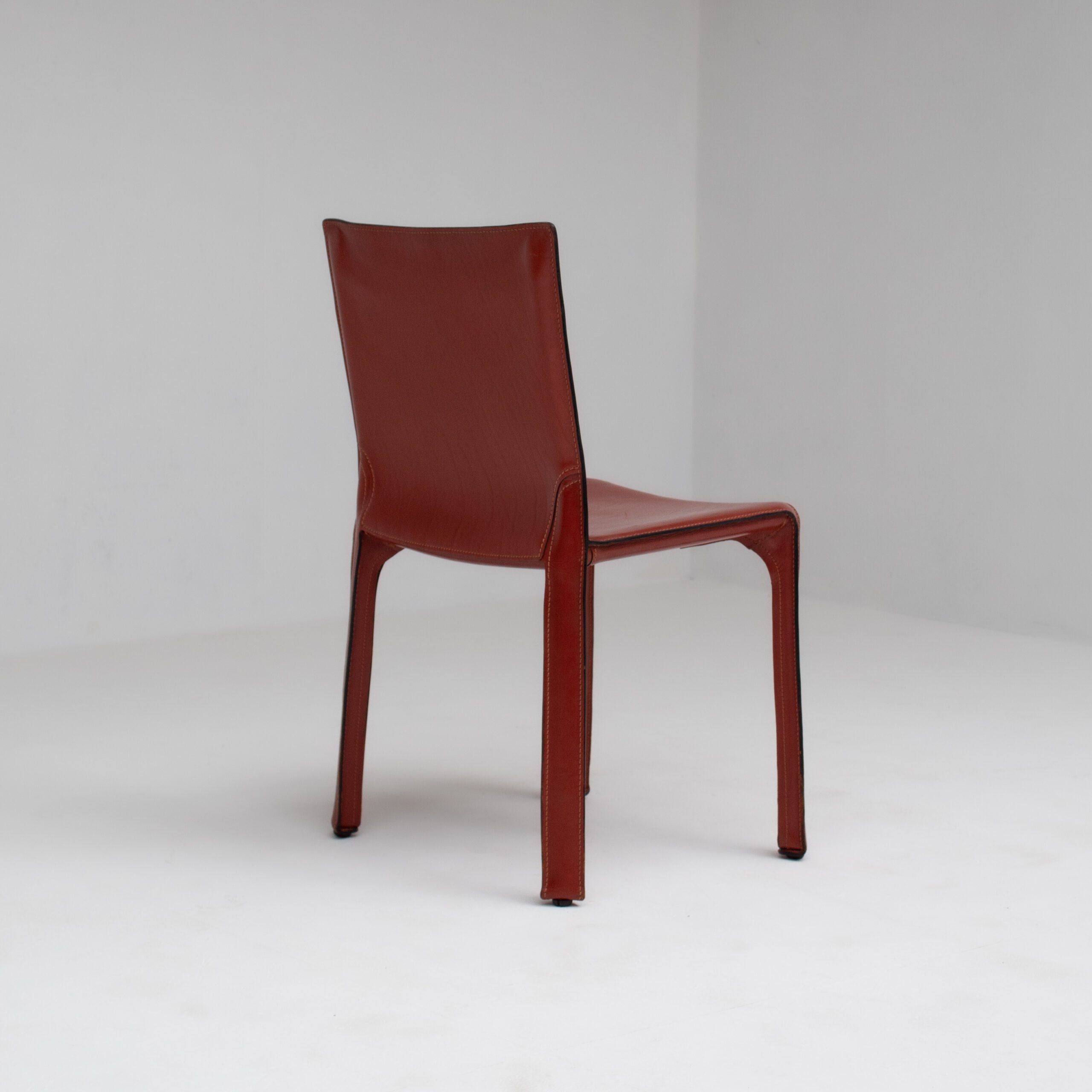 Mario Bellini Cab Chairs for Cassina in Red Leather — close-up