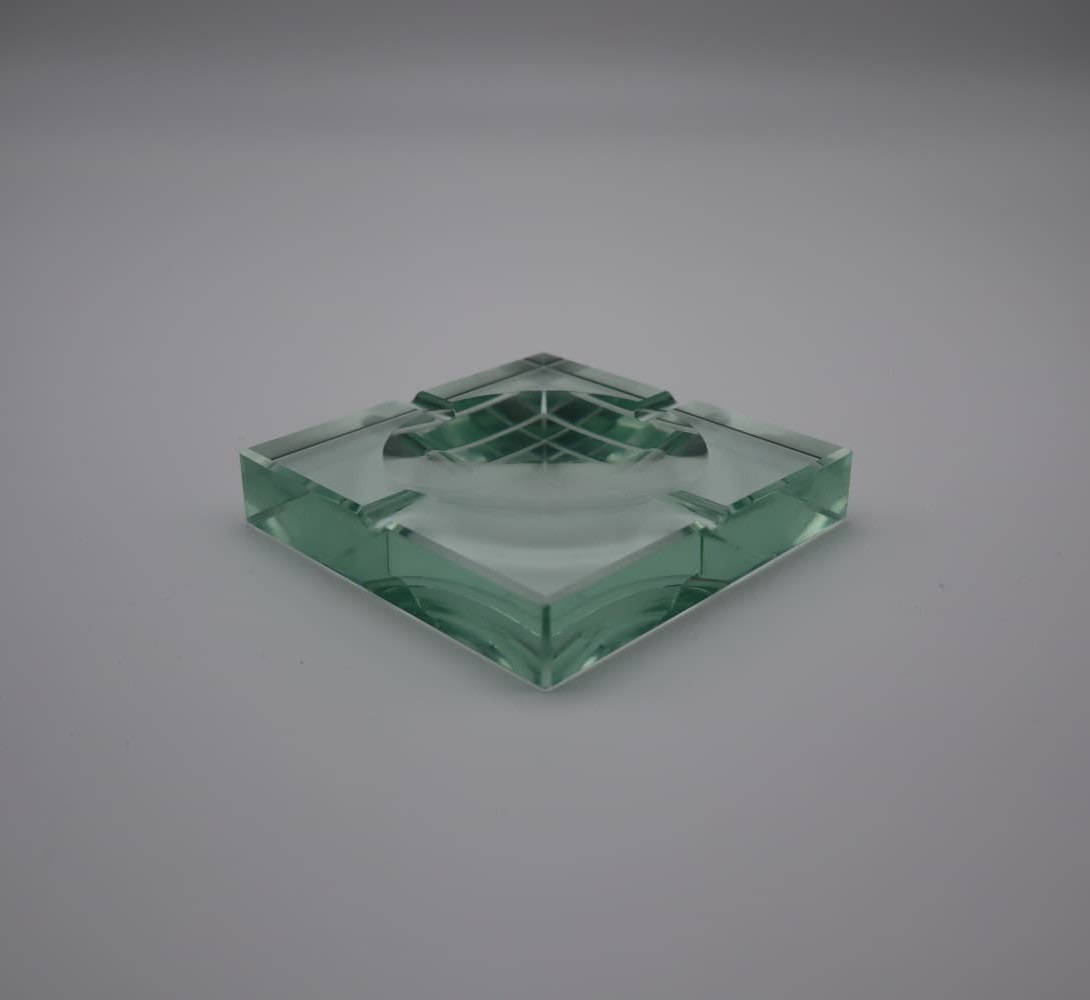 Fontana Arte Green Crystal Ashtray – Italian Mid Century Modern Glass – 1960s Vintage by Forma Finds | The Oblist