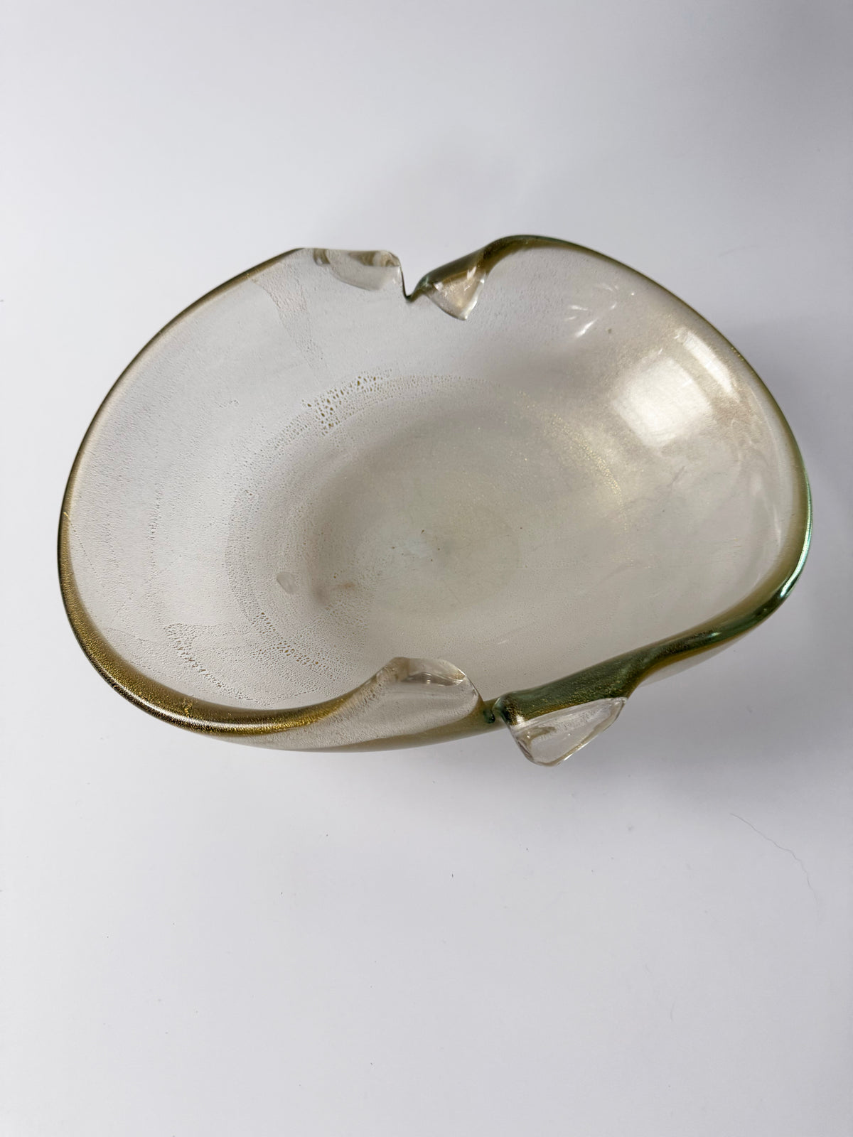 Large Murano Bowl with Gold Aventurine — side angle