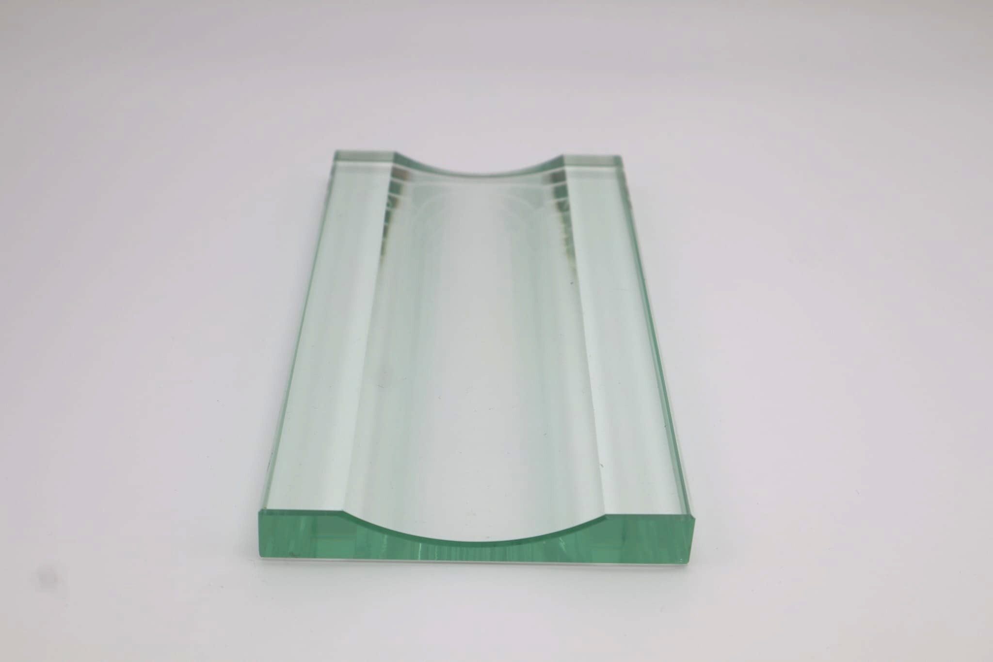 Mid-Century FontanaArte Sculptural Beveled Crystal Pen Tray — Italy, 1950s — side angle