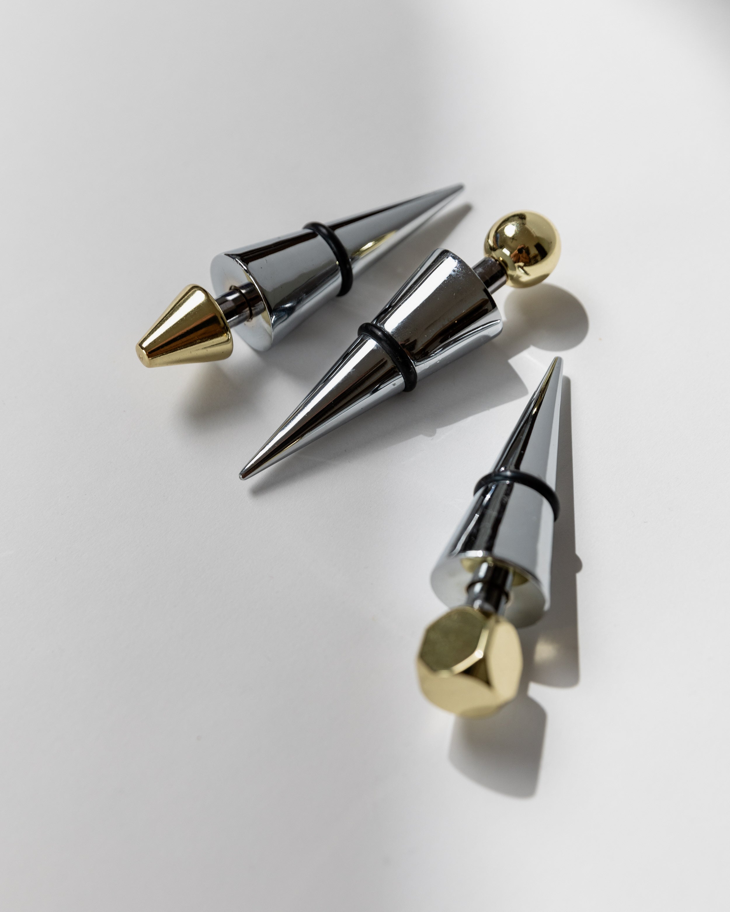 Set of 3 Bottle Stoppers Metal, Italy 80s