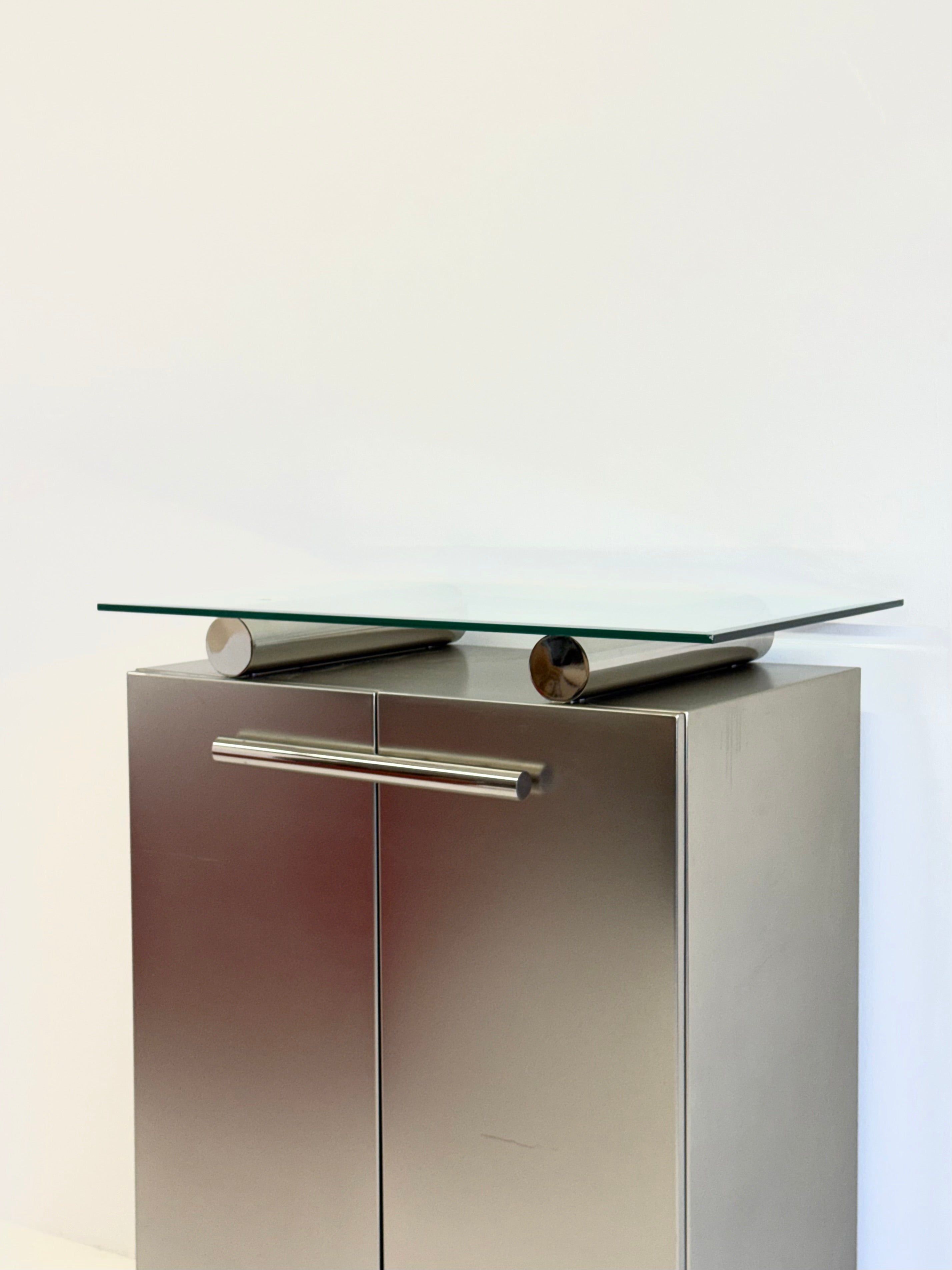 Postmodern aluminum bar cabinet from Belgochrom — alternate view